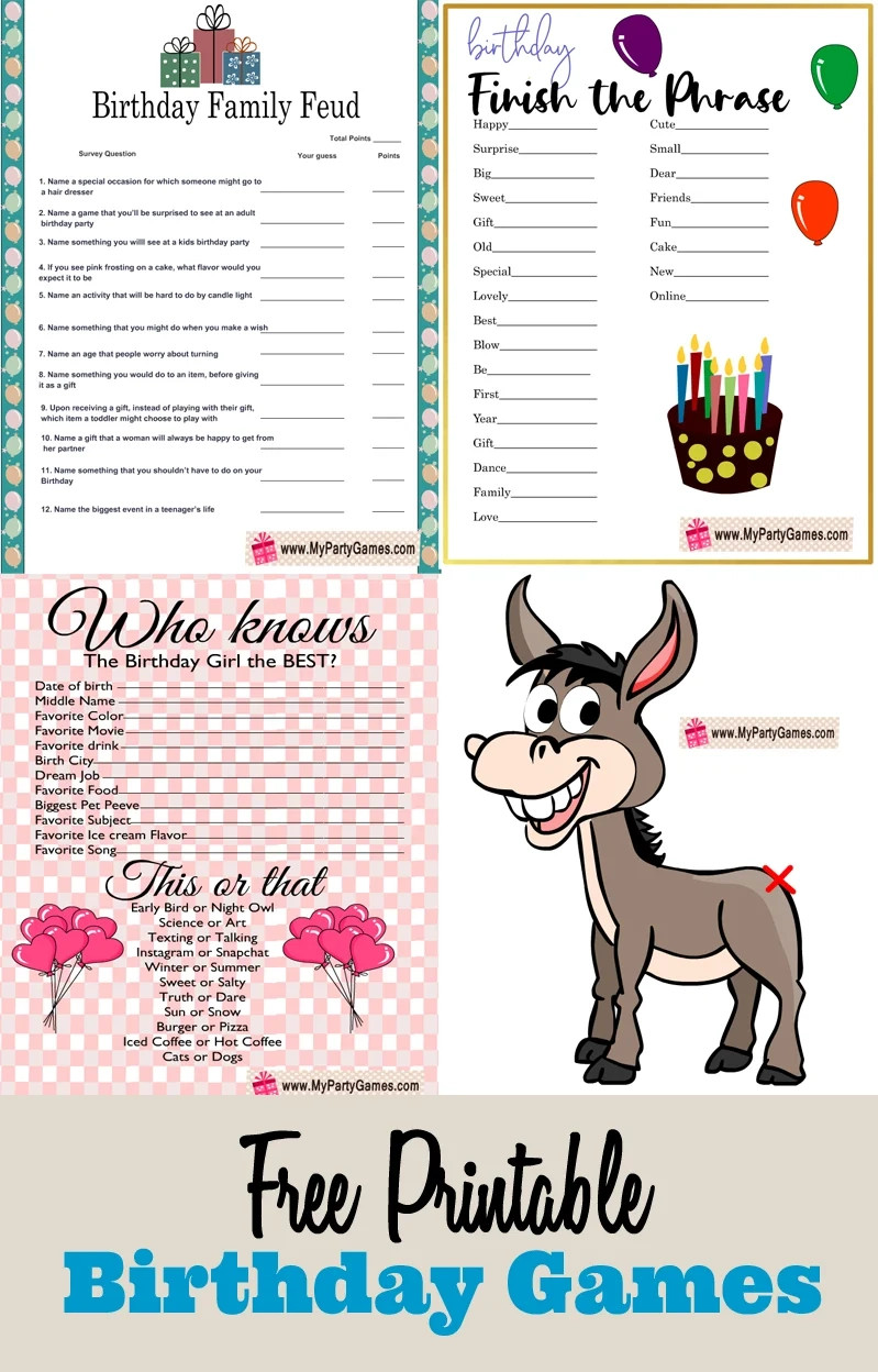 Free Printable Birthday Party Games in Free Printable Women&amp;#039;S Party Games