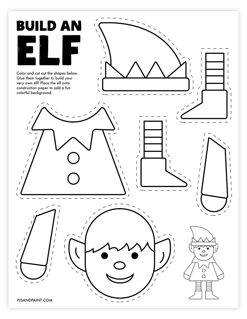 Free Printable Build An Elf Craft - Pjs And Paint inside Free Printable Elf Pattern