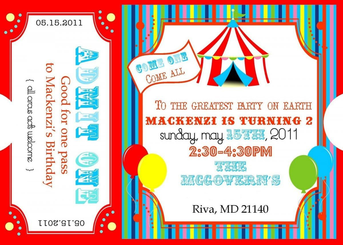 Free Printable Carnival Ticket Invitations | Carnival Invitation regarding Free Printable Ticket Invitation Templates