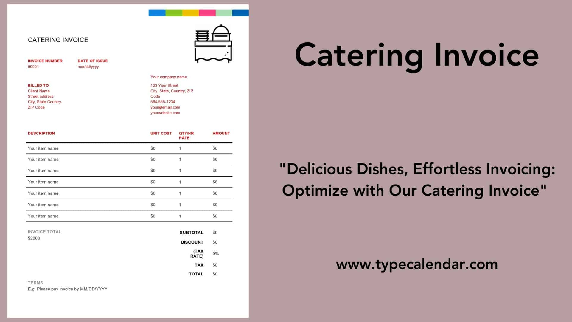 Free Printable Catering Invoice Templates [Excel, Pdf, Word] throughout Free Printable Catering Invoice Template