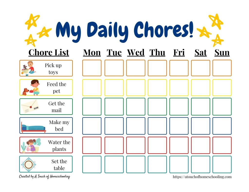 Free Printable Chore Chart For Toddlers - Start Teaching regarding Free Printable Toddler Chore Chart