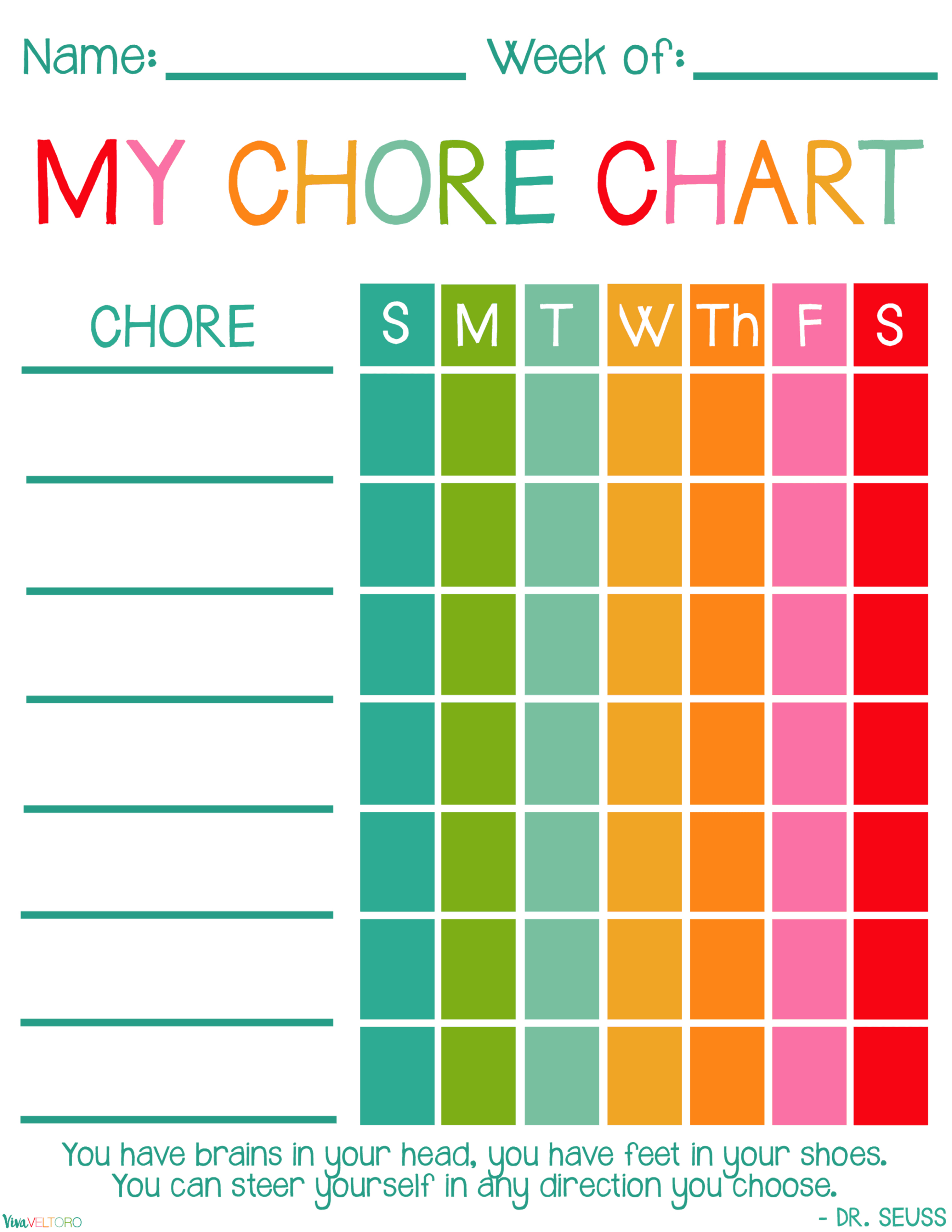 Free Printable Chore Charts For Kids! - Viva Veltoro pertaining to Free Printable Chore and Behavior Charts