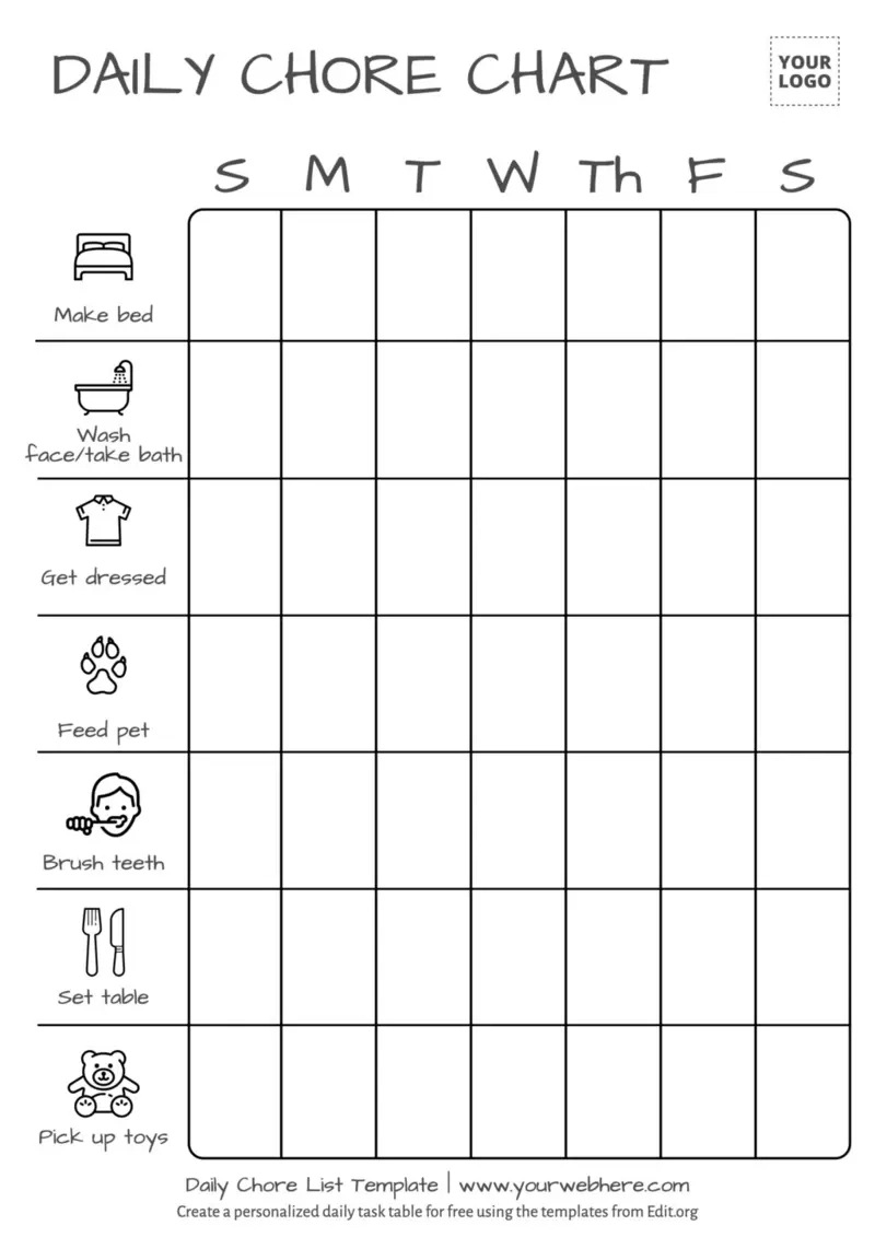 Free Printable Chore List Templates with regard to Free Printable Charts and Lists