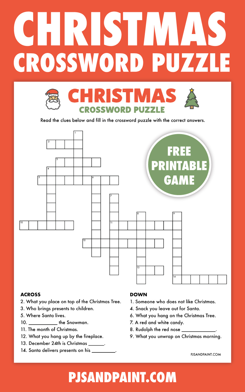 Free Printable Christmas Crossword Puzzle - Pjs And Paint regarding Free Printable Christmas Crossword Puzzles for Adults