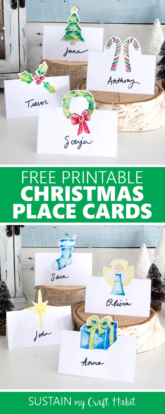 Free Printable Christmas Place Cards – Sustain My Craft Habit in Free Printable Christmas Place Name Tags