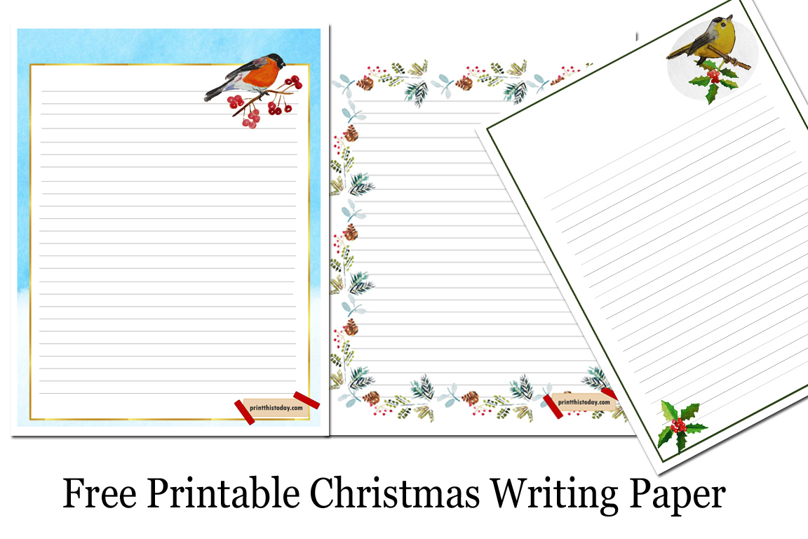 Free Printable Christmas Writing Paper Stationery within Free Printable Writing Paper for Adults