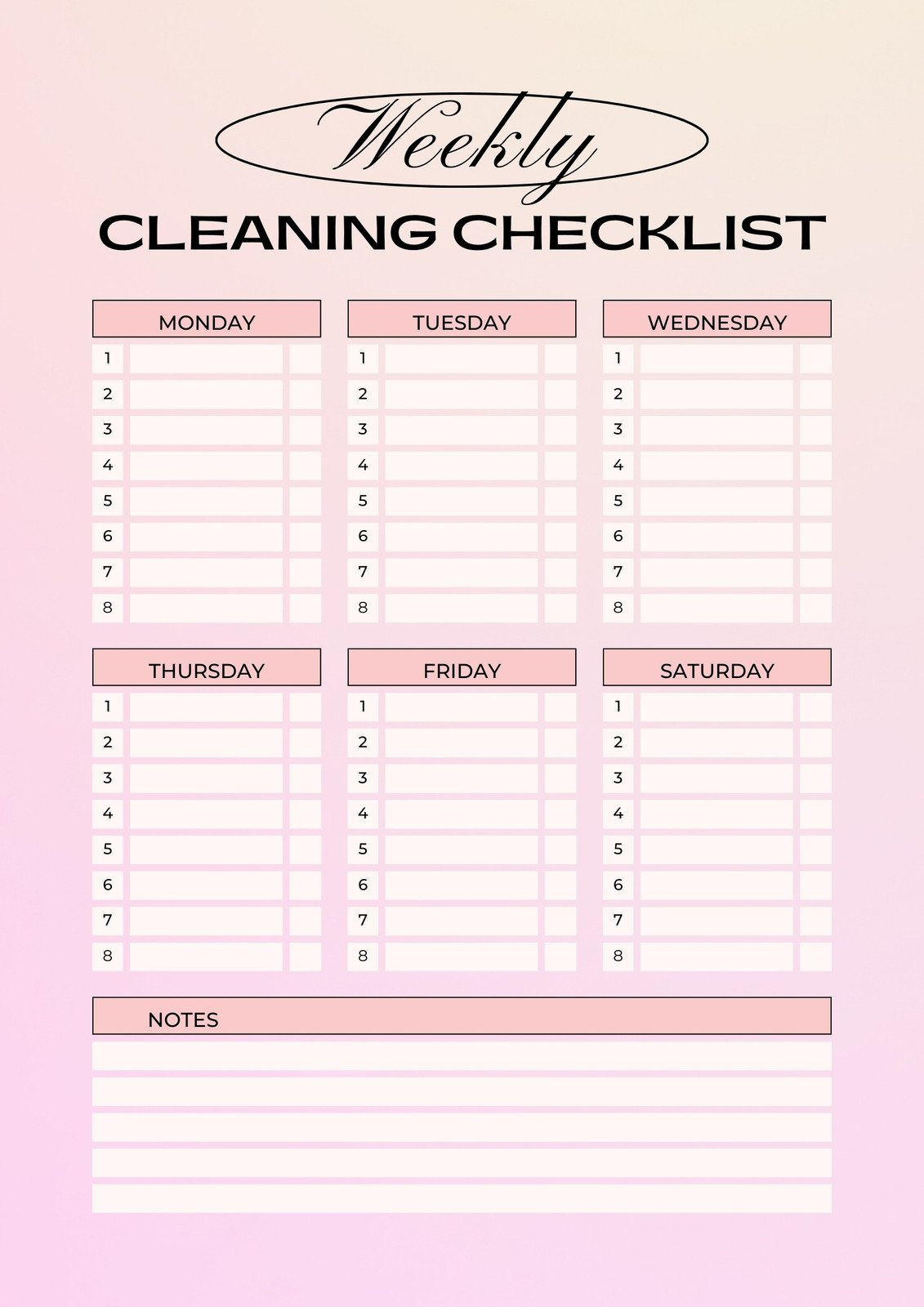 Free Printable Cleaning Checklist Templates | Canva inside Free Printable Cleaning Schedule