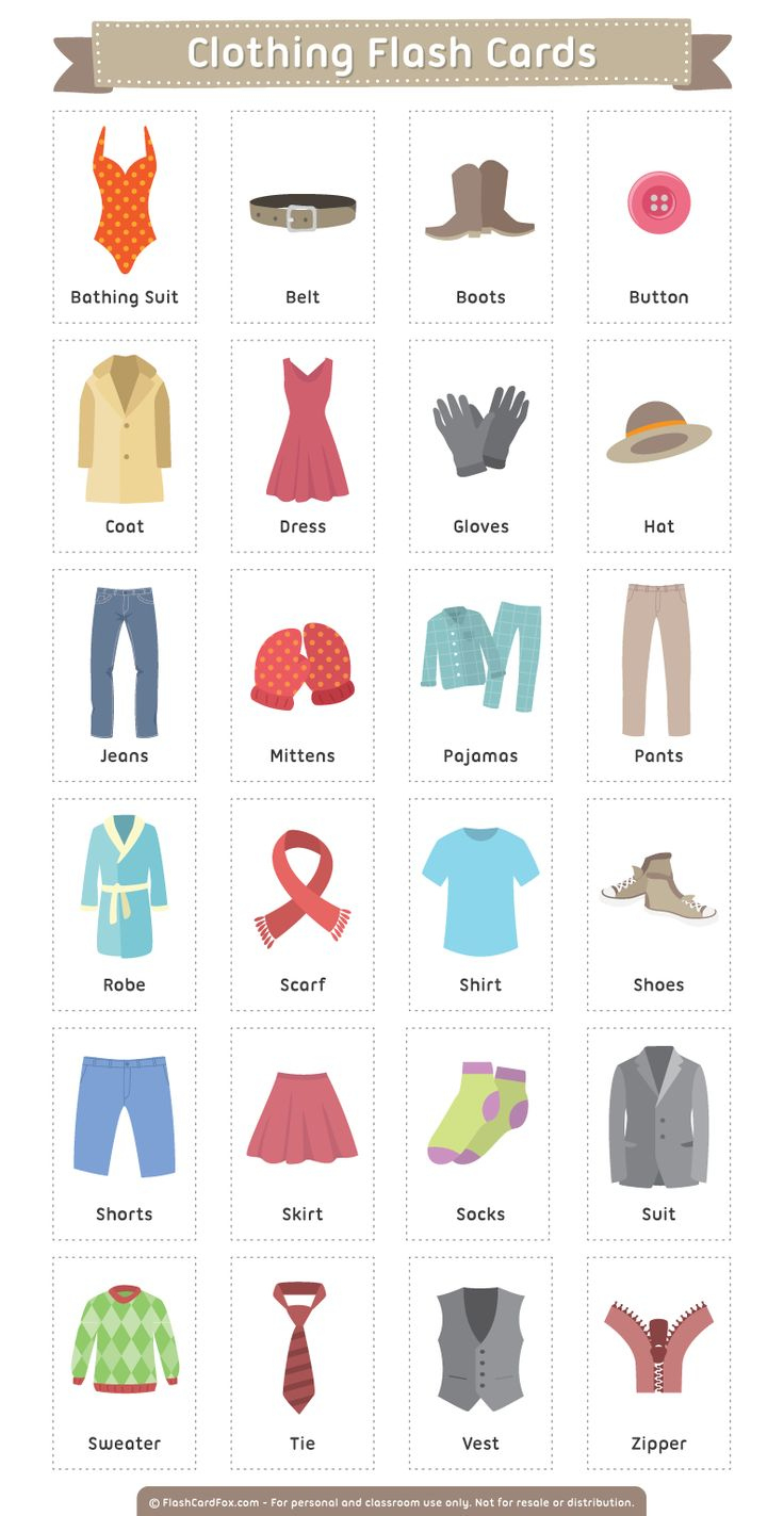 Free Printable Clothing Flash Cards with regard to Free Printable Clothing Flashcards