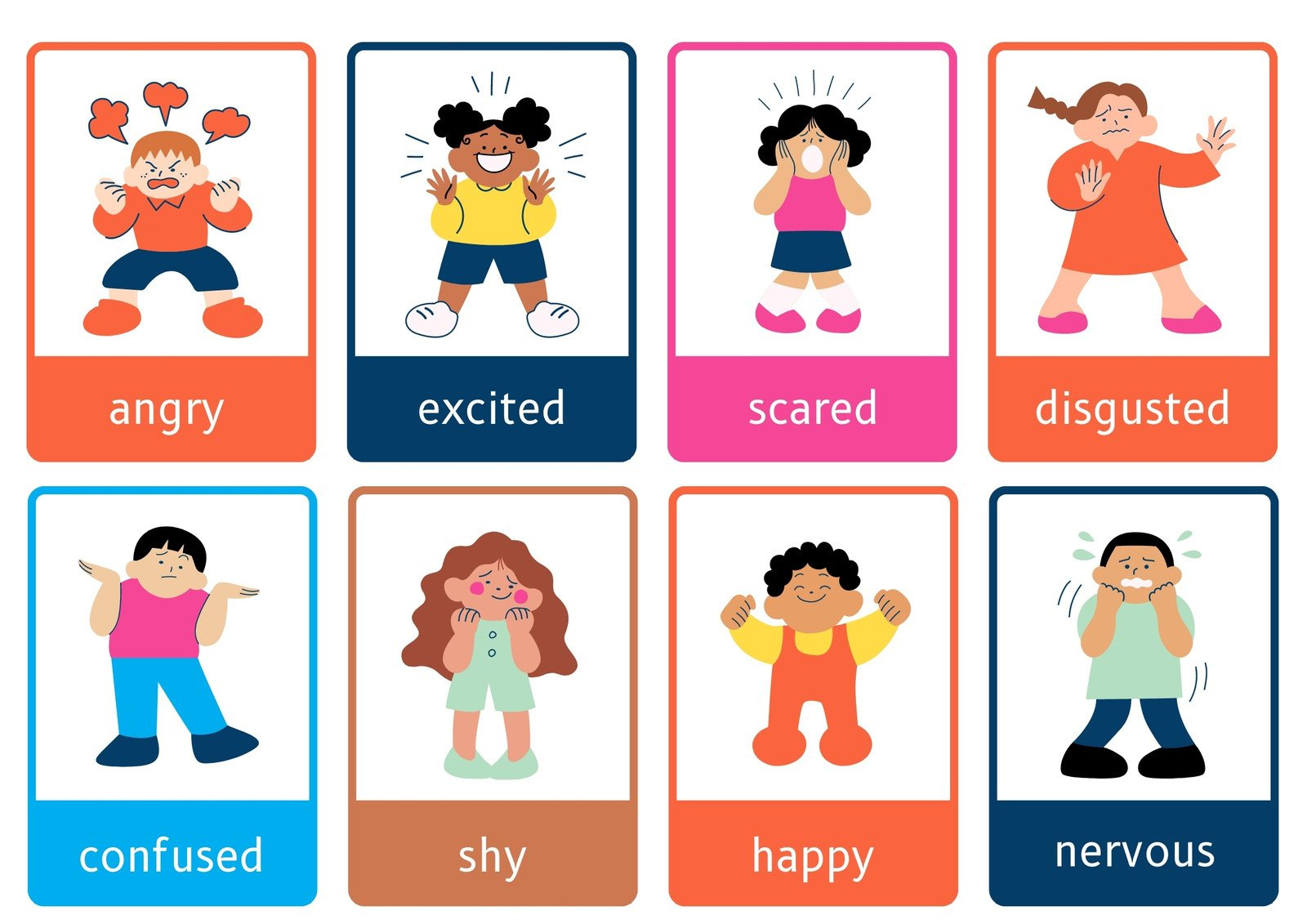 Free Printable Custom Emotions Flashcard Templates | Canva regarding Free Printable Pictures Of Emotions