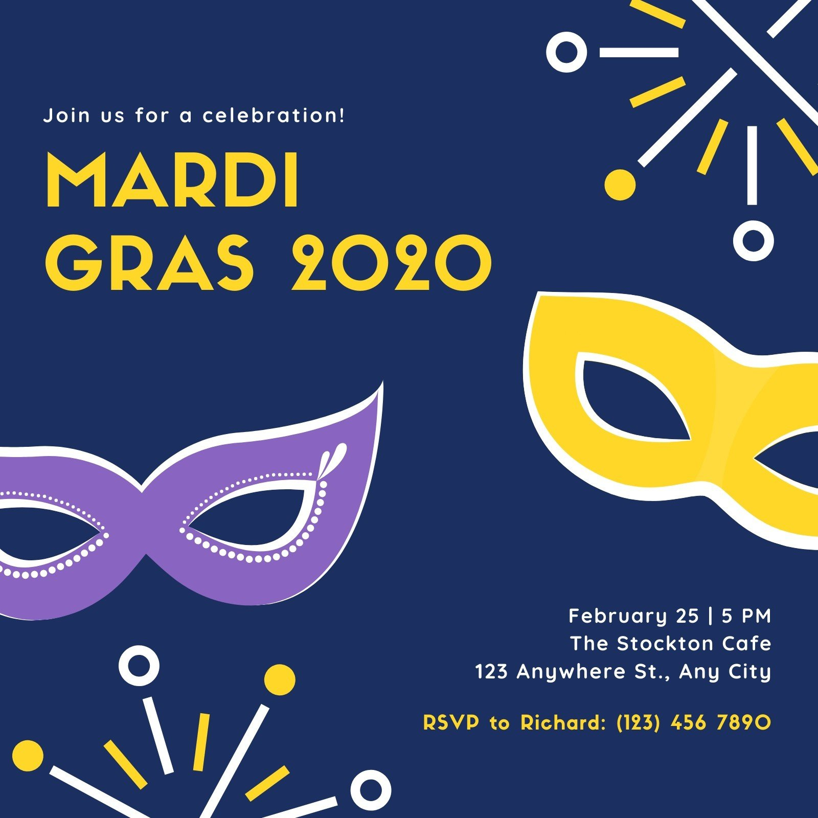 Free Printable, Customizable Mardi Gras Invitation Templates | Canva regarding Free Printable Mardi Gras Invitations