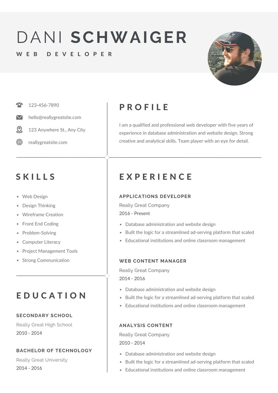 Free, Printable, Customizable Photo Resume Templates | Canva for Free Online Printable Resume Forms