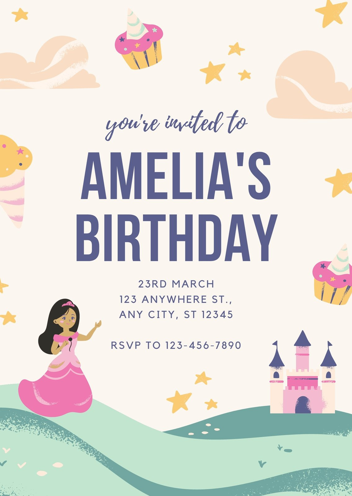 Free, Printable, Customizable Princess Invitation Templates | Canva for Free Printable Princess Invitation Cards