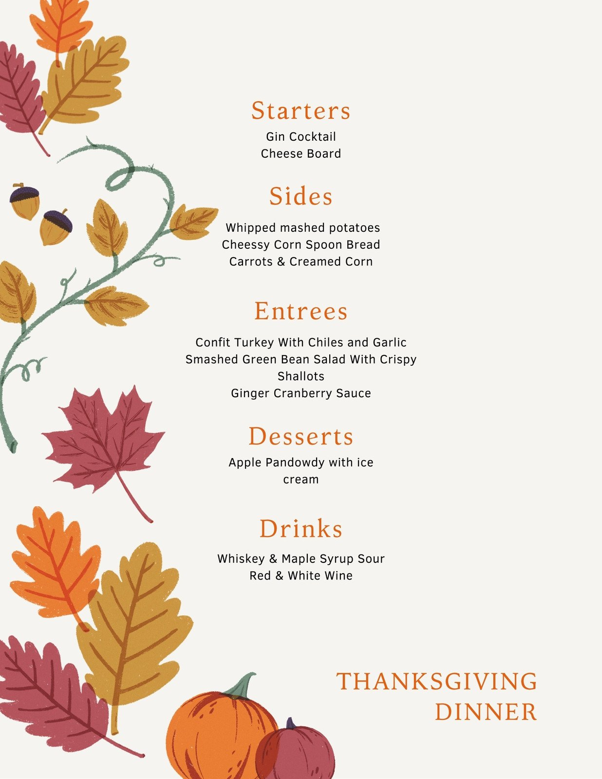 Free Printable, Customizable Thanksgiving Menu Templates | Canva throughout Free Printable Thanksgiving Menu Template