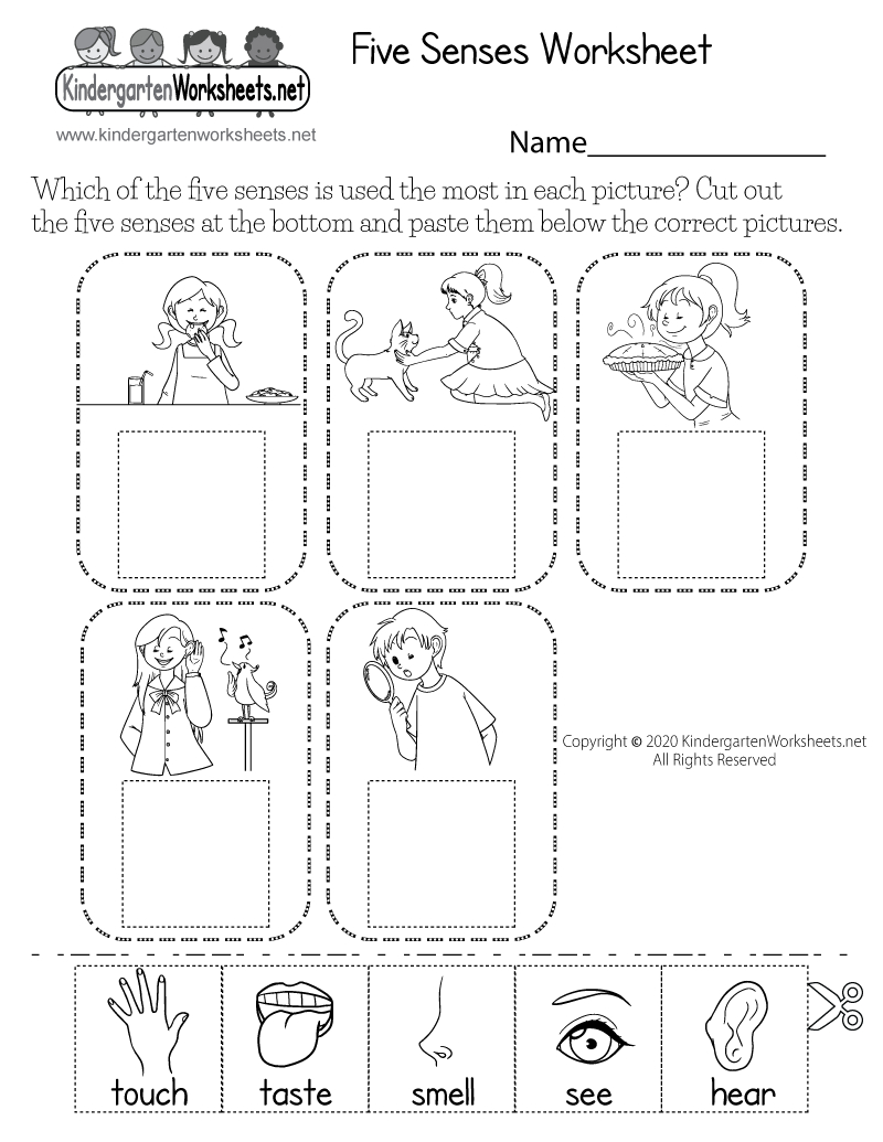 Free Printable Cut-And-Paste Five Senses Worksheet pertaining to Free Printable Worksheets Kindergarten Five Senses