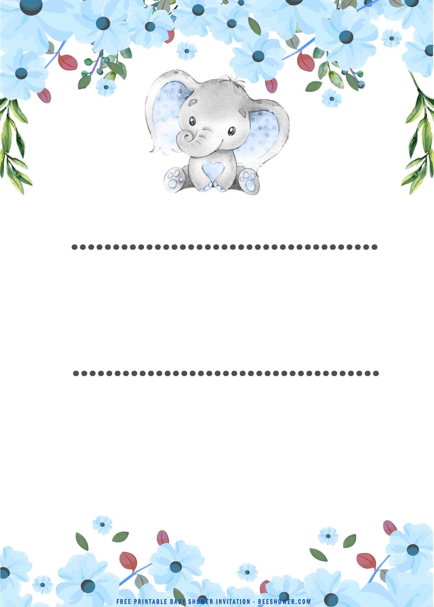 Free Printable) - Cute Baby Elephant Baby Shower Invitation throughout Free Printable Baby Elephant Template