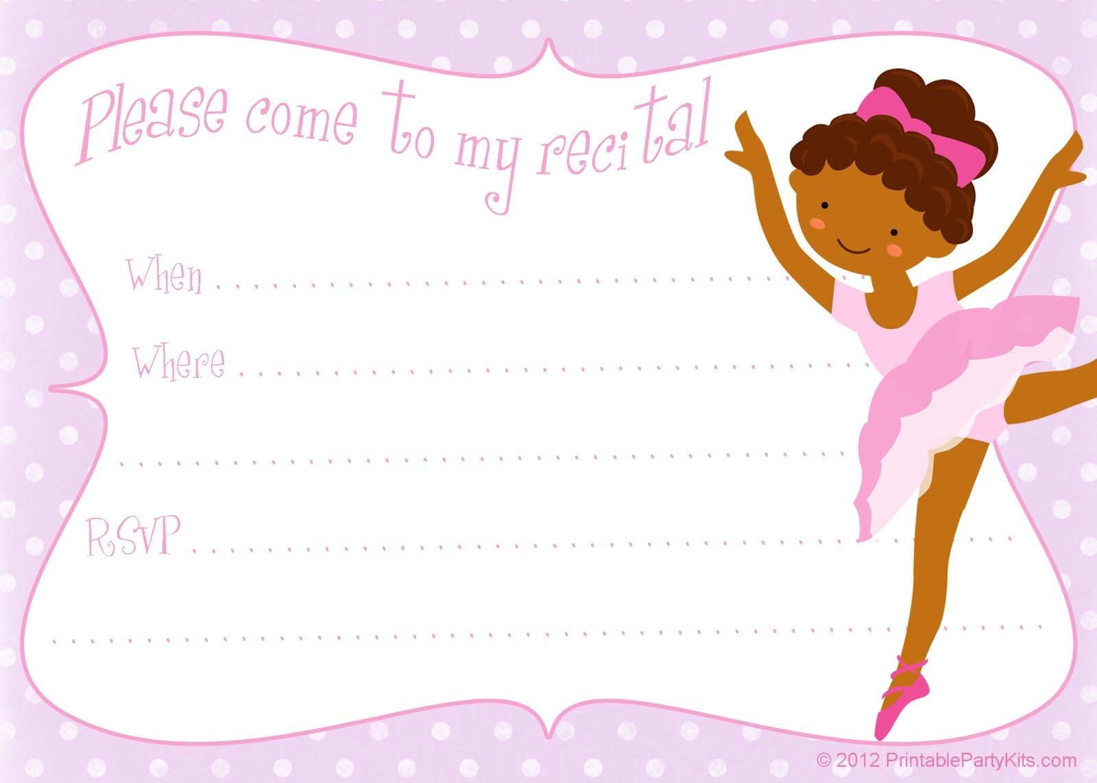 Free Printable Dance Recital Invitation | Free Printable Party pertaining to Free Printable Dance Recital Cards