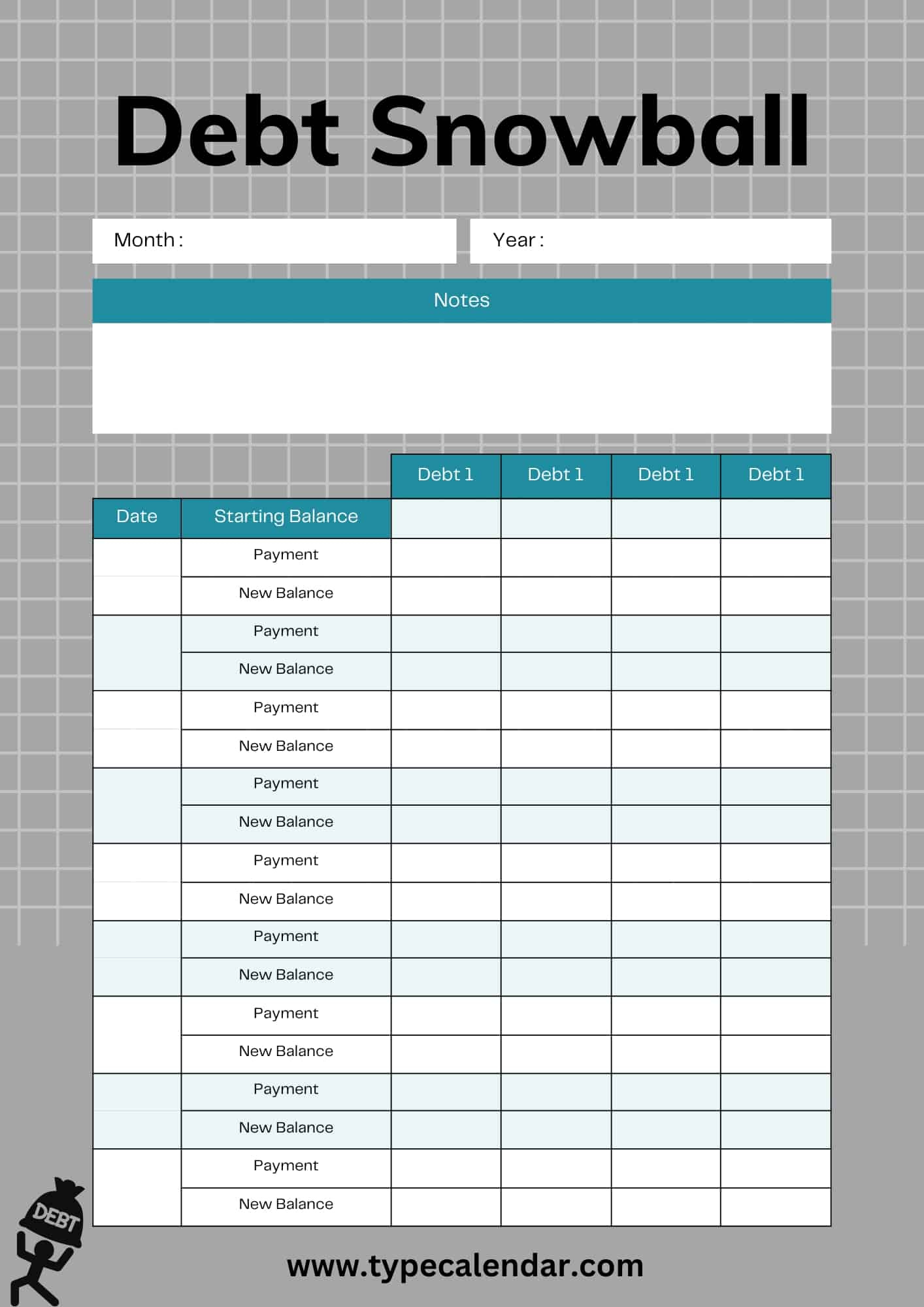 Free Printable Debt Snowball Templates [Pdf, Excel] Worksheet throughout Free Printable Debt Snowball Worksheet