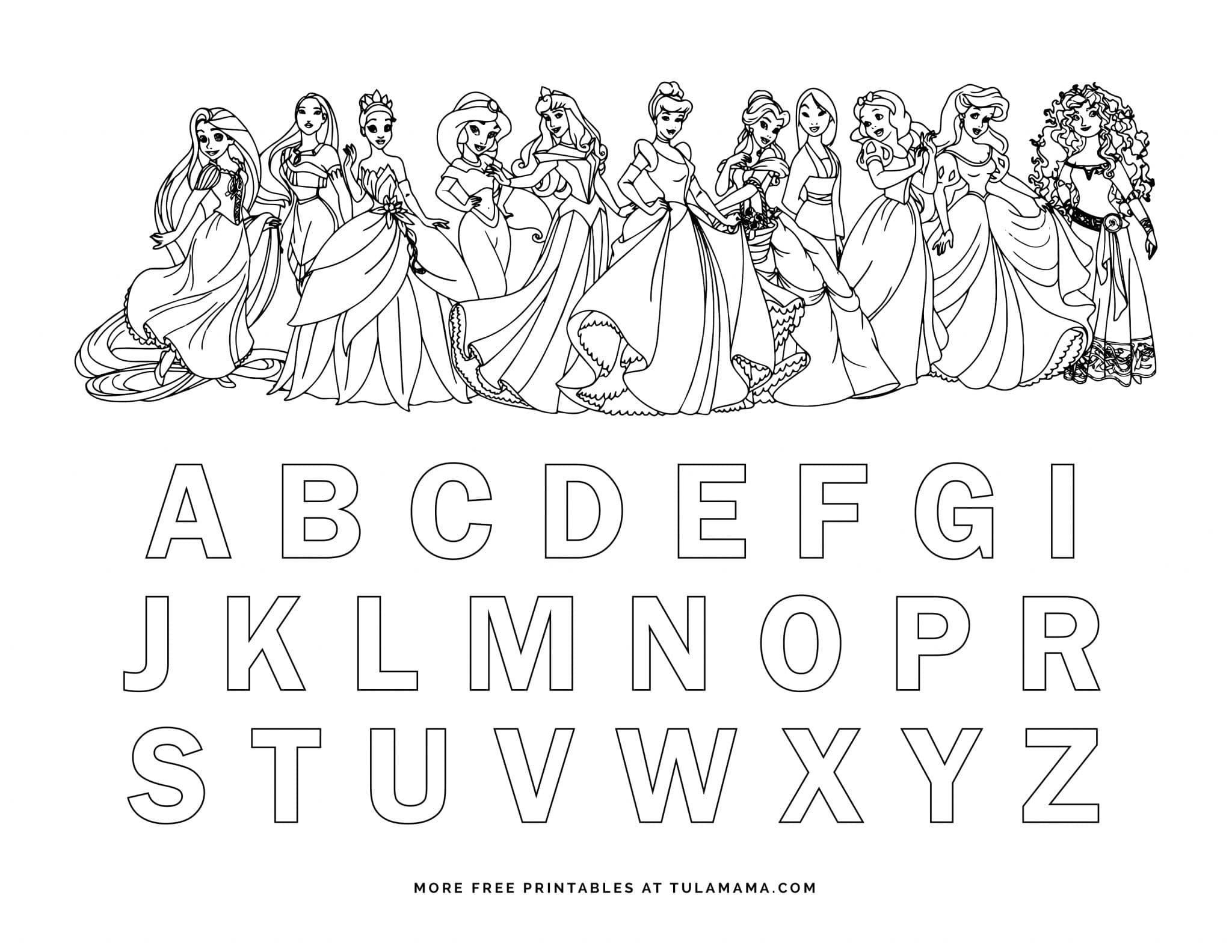 Free Printable Disney Alphabet Coloring Pages - Tulamama intended for Free Printable Disney Alphabet Letters