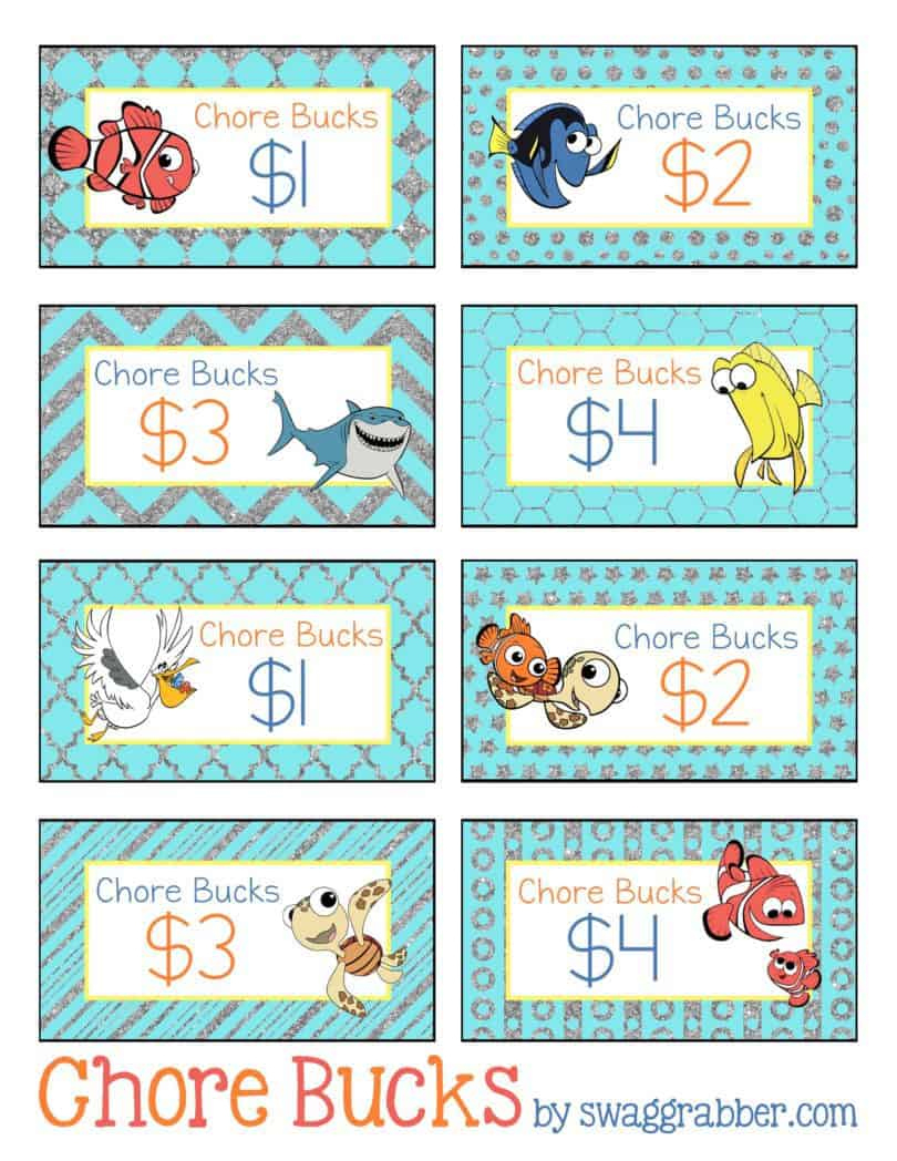 Free Printable Disney Finding Nemo Chore Bucks | Swaggrabber inside Free Printable Chore Bucks