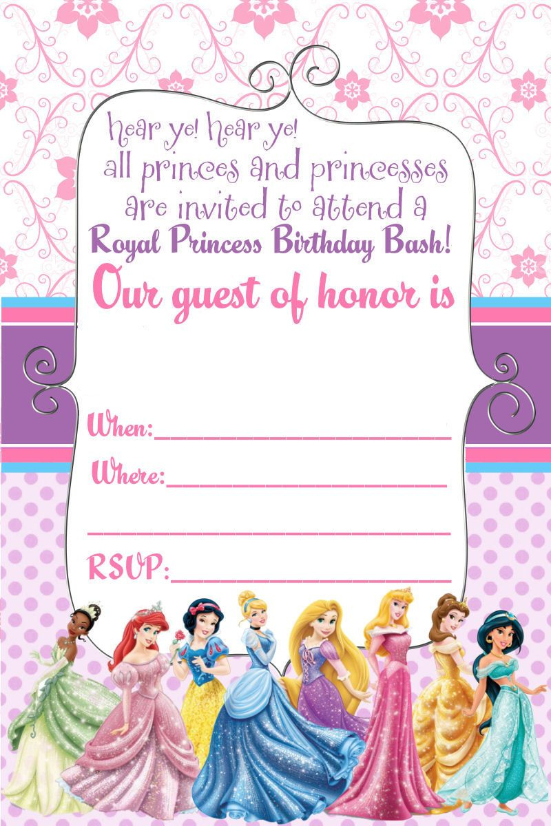 Free Printable Disney Princess Ticket Invitation Template | Drevio pertaining to Free Princess Printable Invitations