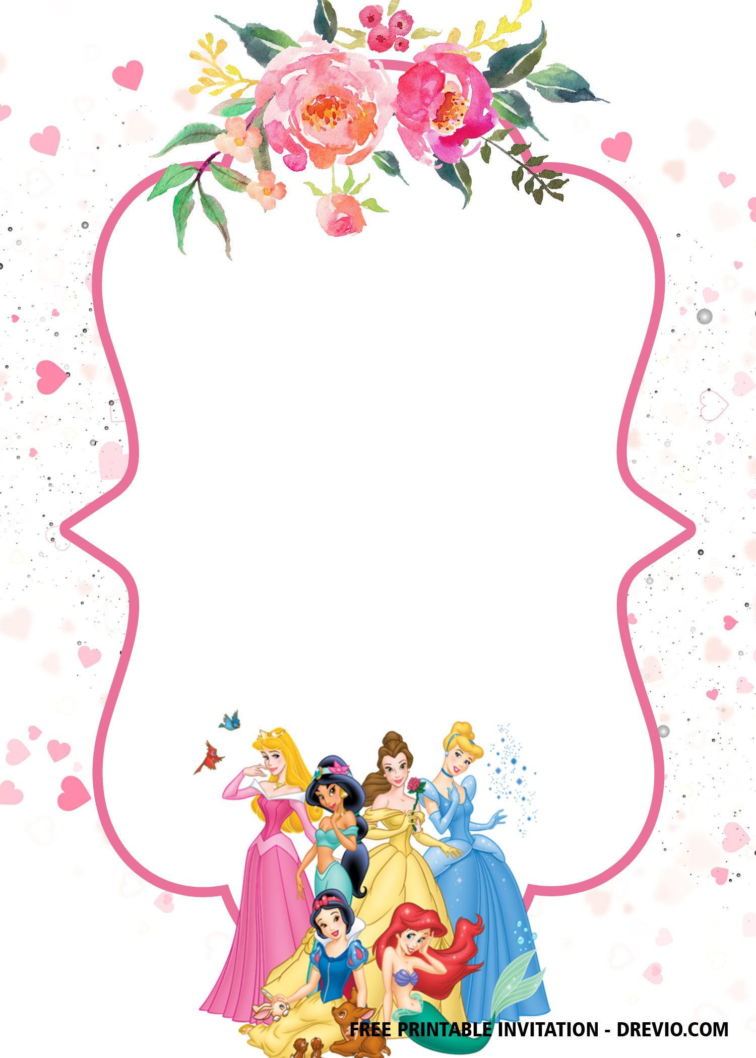 Free Printable Disney Princesses Invitation Templates | Princess in Free Princess Printable Invitations