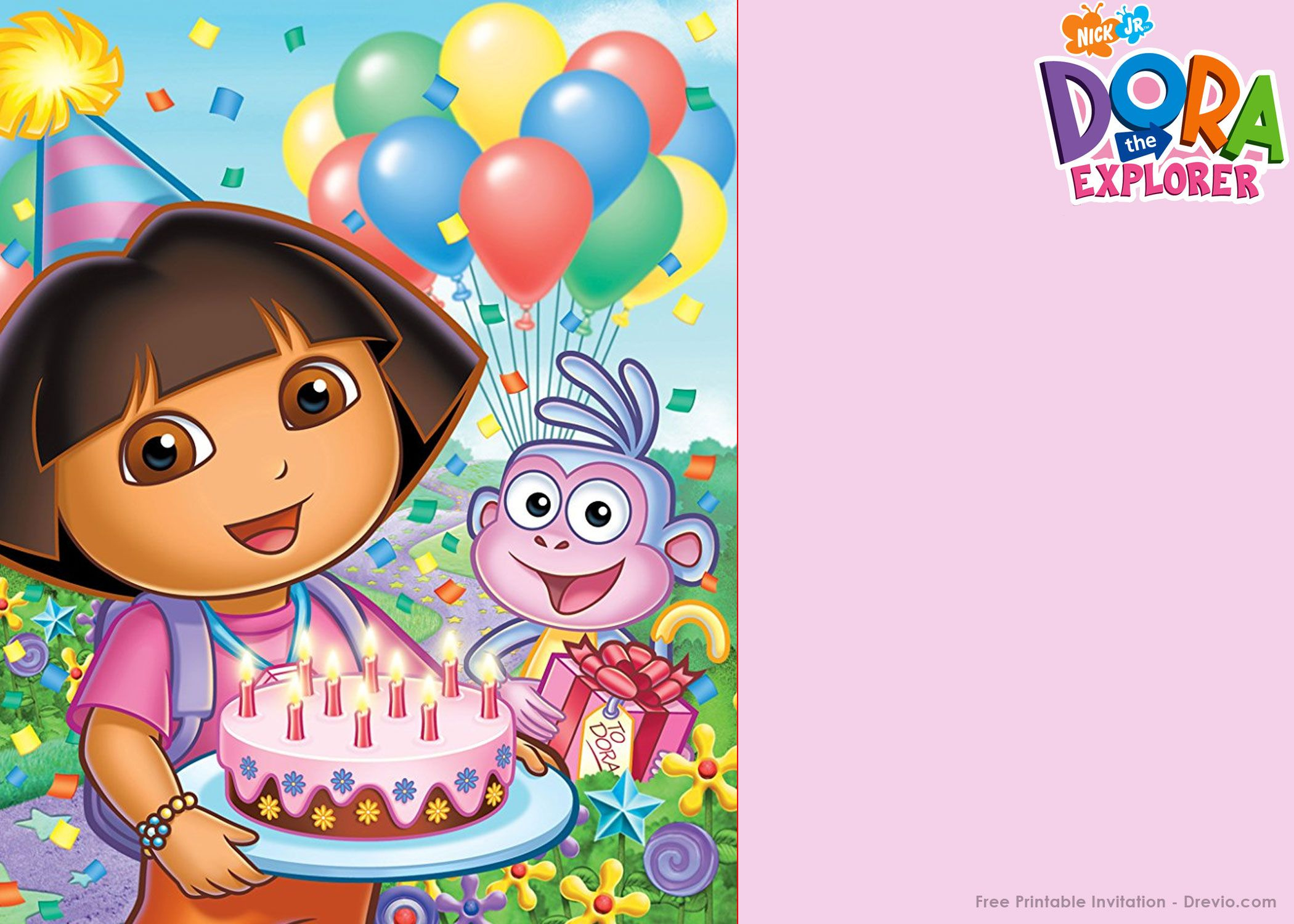 Free Printable Dora The Explorer Party Invitation Template | Party inside Free Dora Party Printables