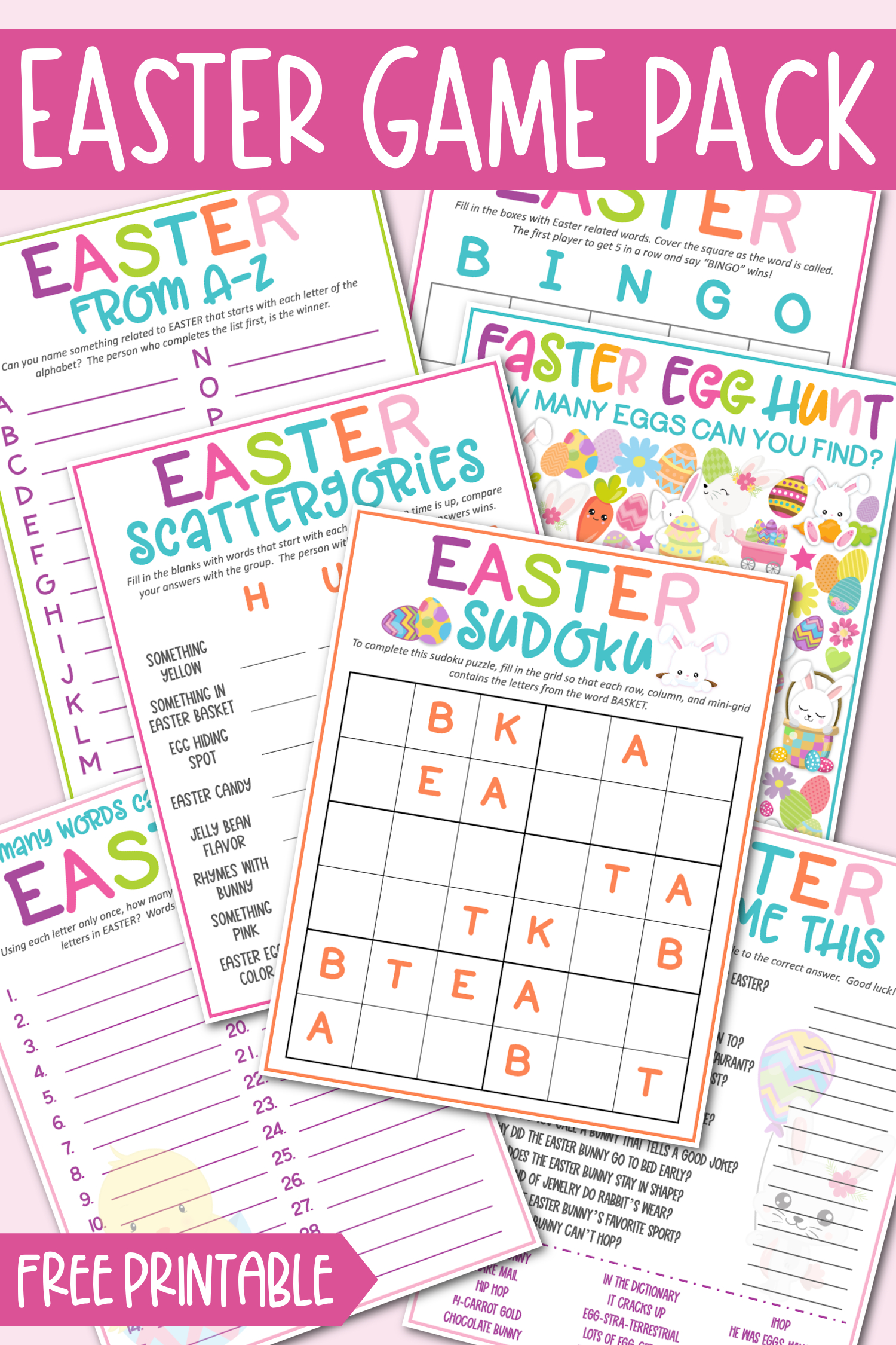 Free Printable Easter Game Pack - Kara Creates in Easter Games For Adults Printable Free