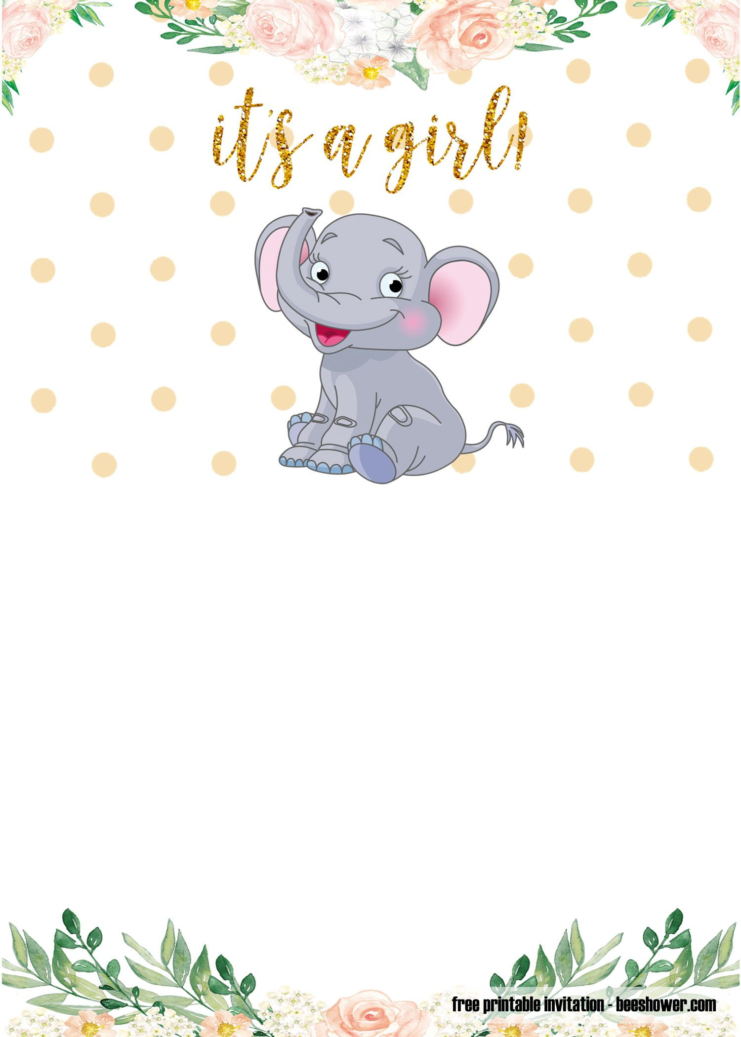 Free Printable Elephant Baby Shower Invitations Templates with regard to Free Printable Baby Elephant Template