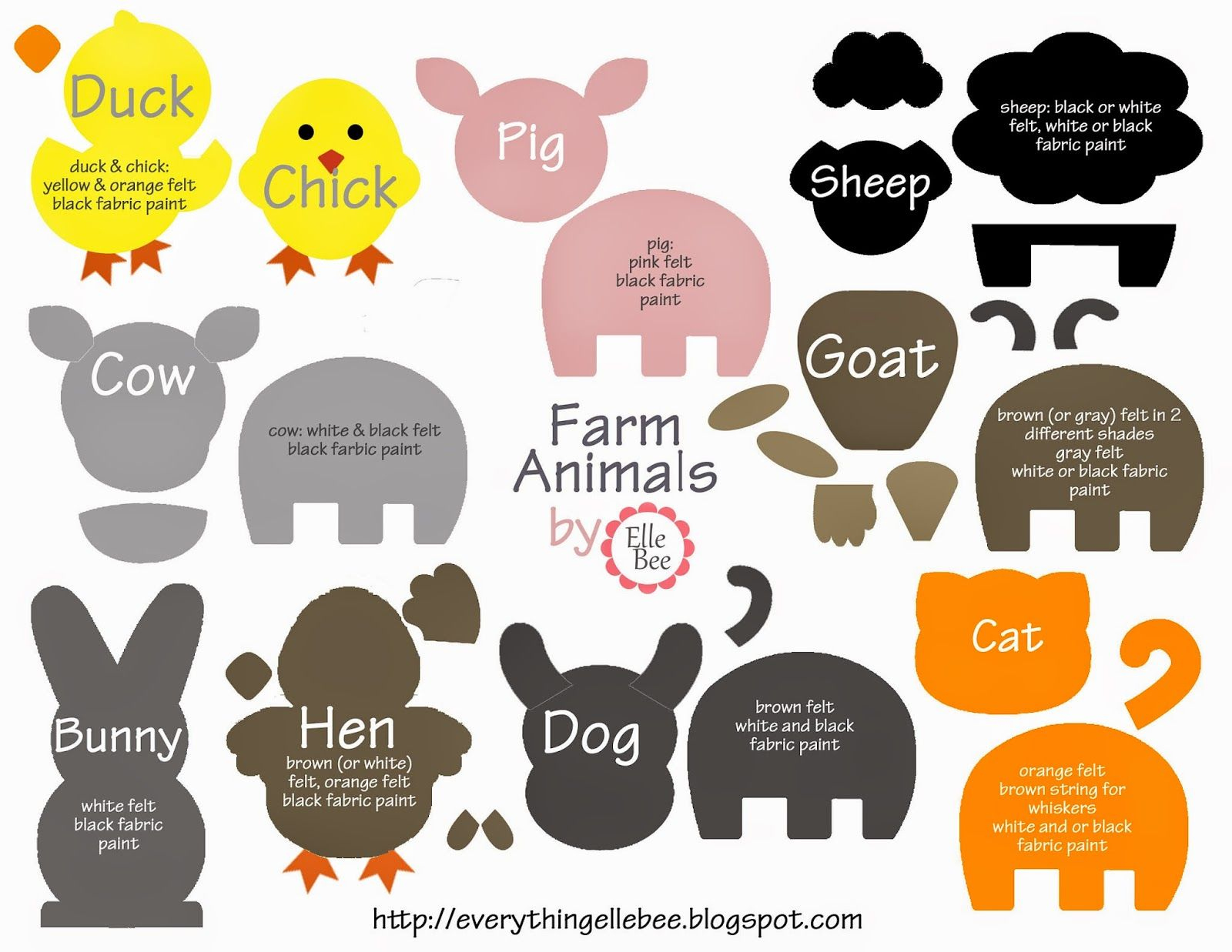 Free Printable Farm Animal Template regarding Free Printable Felt Patterns