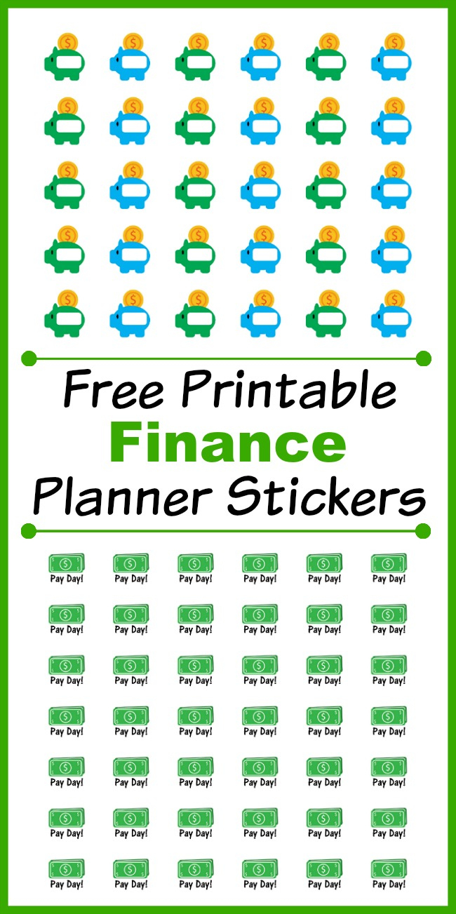 Free Printable Finance Planner Stickers- Pay Day + Piggy Bank Savings within Free Printable Payday Stickers