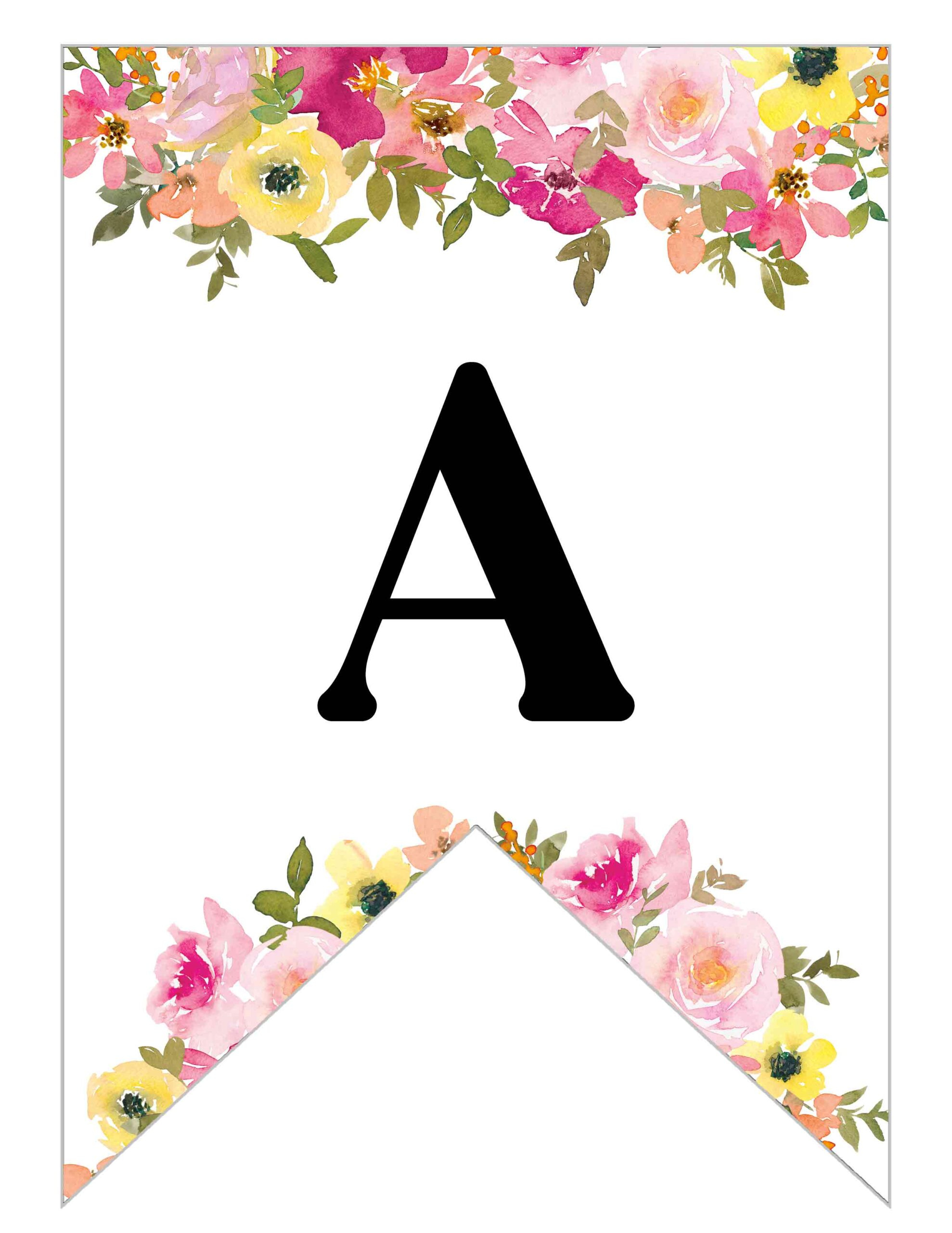 Free Printable Floral Alphabet Banner Letters - Lovely Planner in Free Printable Flower Letters