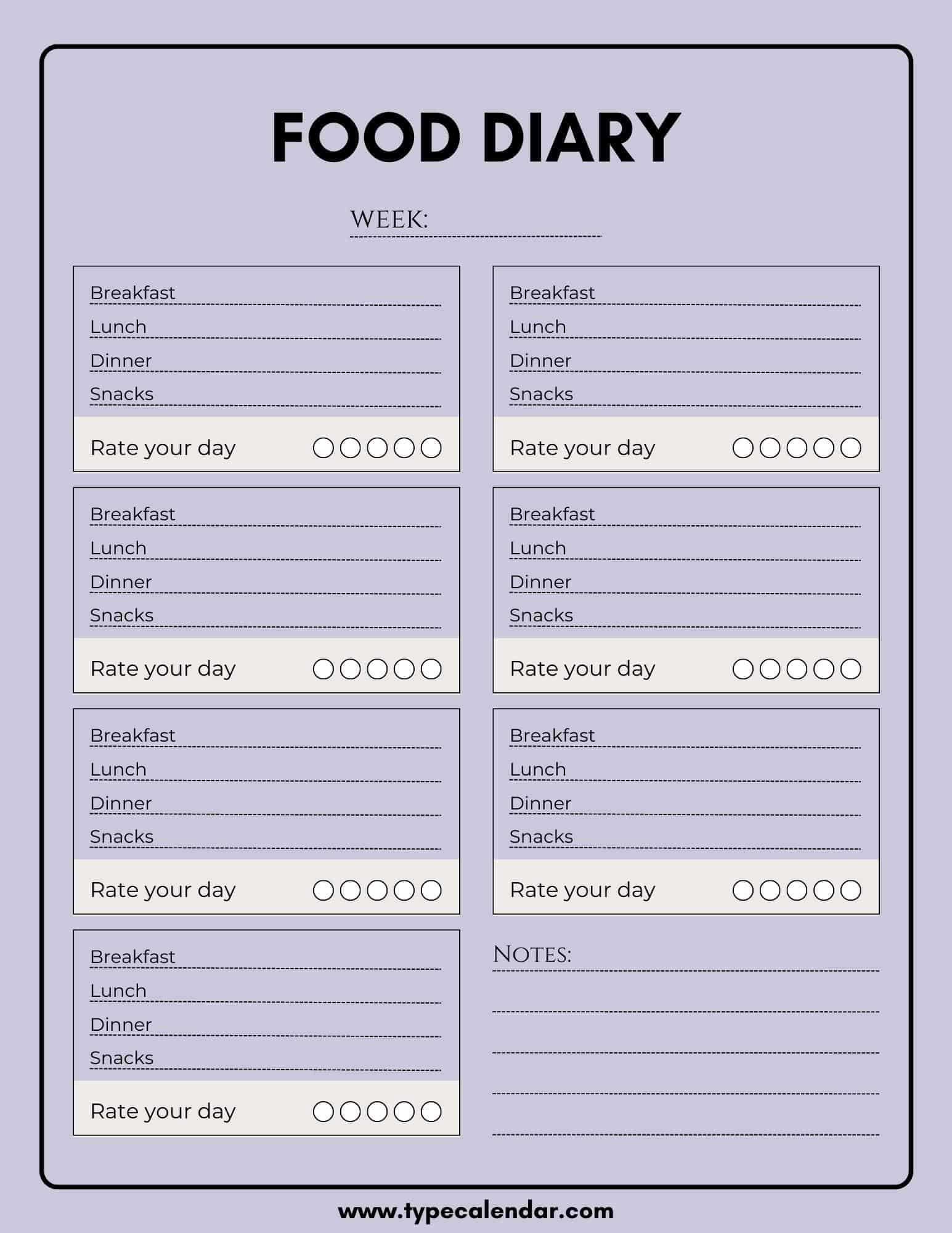 Free Printable Food Diary Templates [Word, Excel, Pdf] pertaining to Free Printable Food Journal