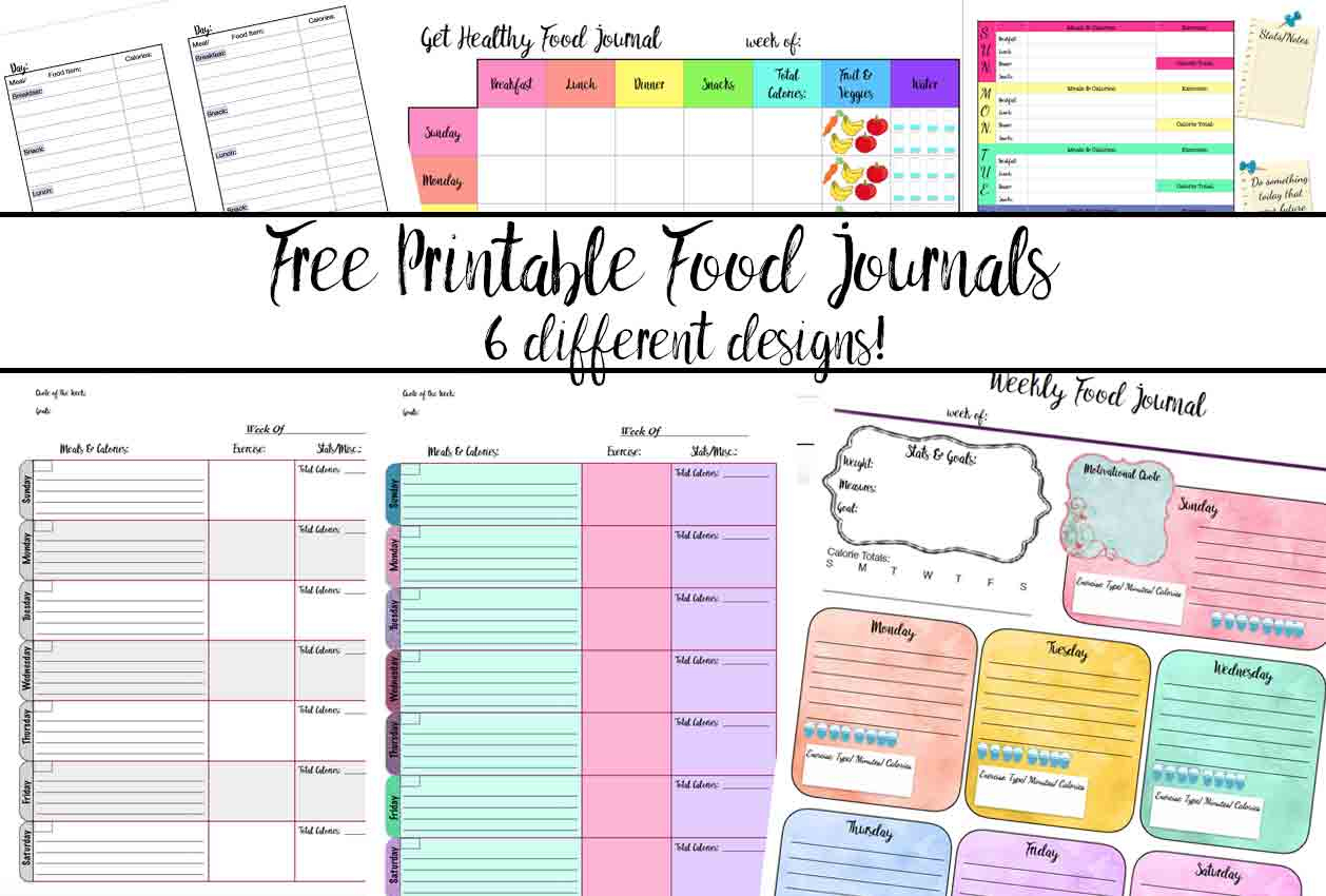 Free Printable Food Journal: 6 Different Designs with Free Printable Food Journal