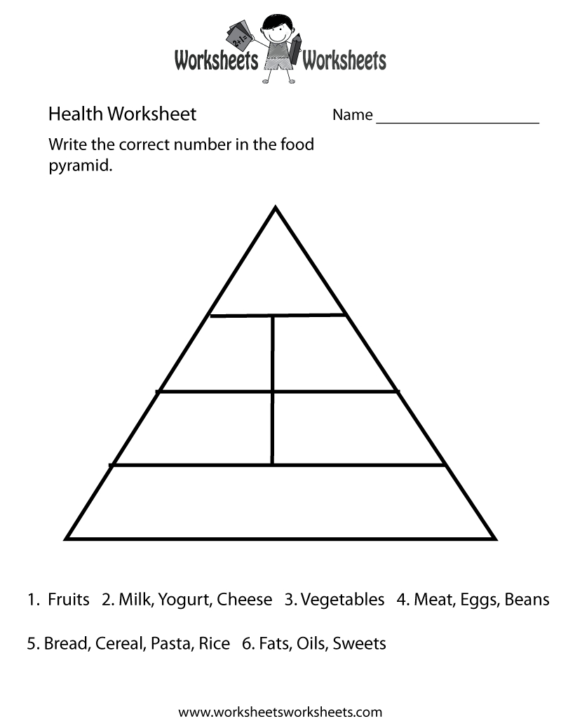 Free Printable Food Pyramid Health Worksheet in Free Printable Food Pyramid