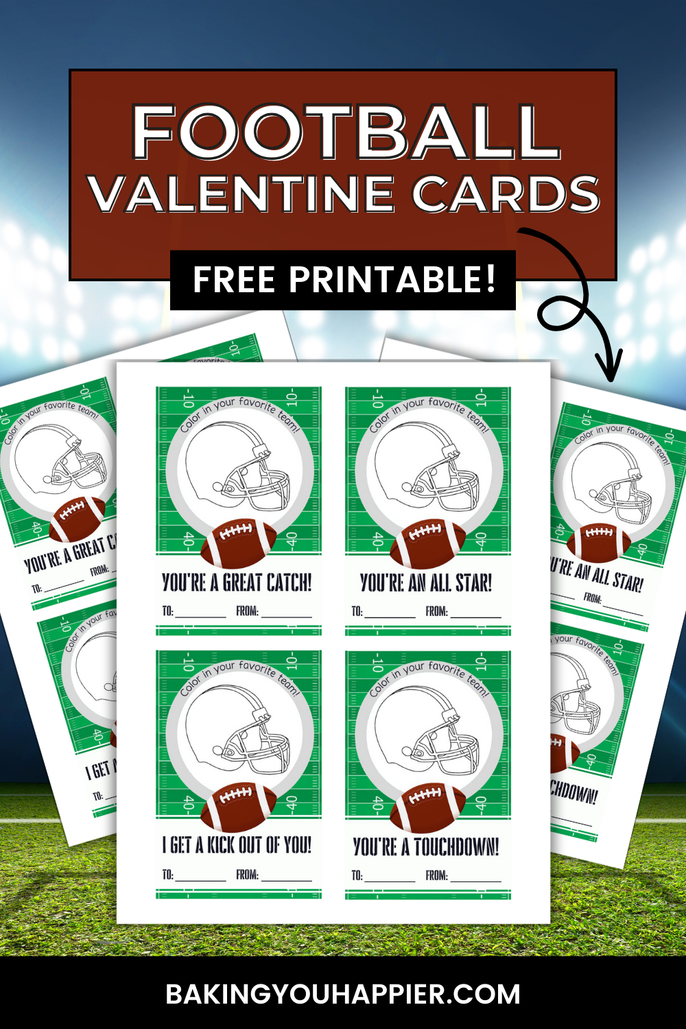 Free Printable Football Valentine Cards | Baking You Happier throughout Free Printable Football Valentines Day Cards