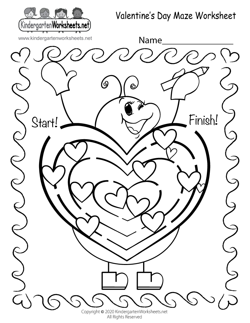 Free Printable Fun Valentine&amp;#039;S Day Maze Worksheet throughout Free Printable Valentine Activities For Kindergarten