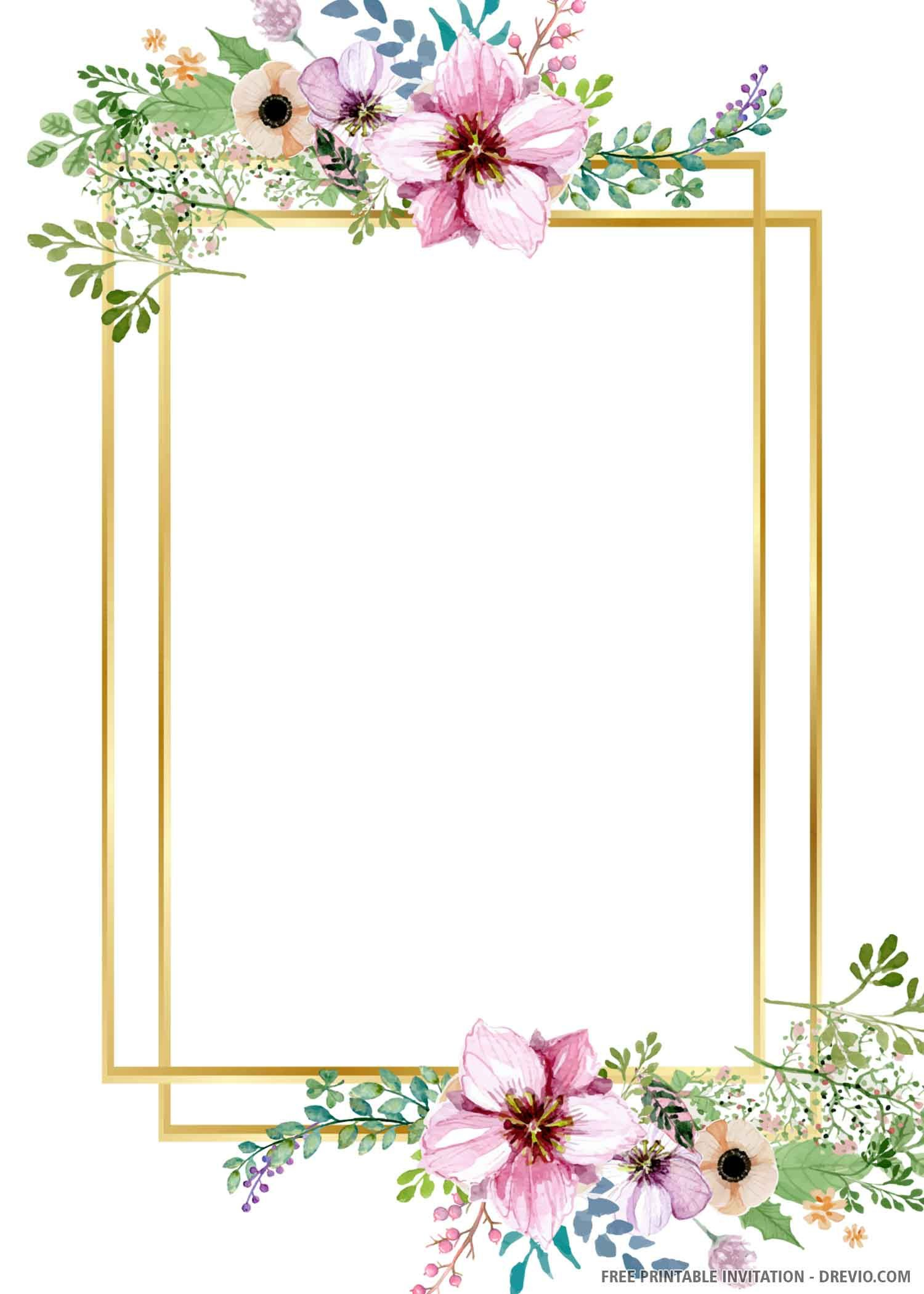 Free Printable) Gold Wedding Invitation Template | Free Wedding with Free Printable Wedding Graphics