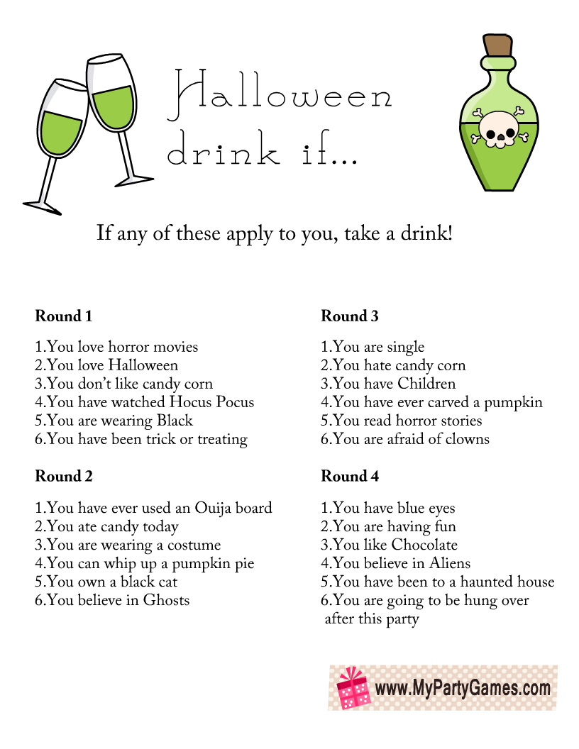 Free Printable Halloween Drink If Game For Adults | Fun Halloween within Free Printable Halloween Party Games