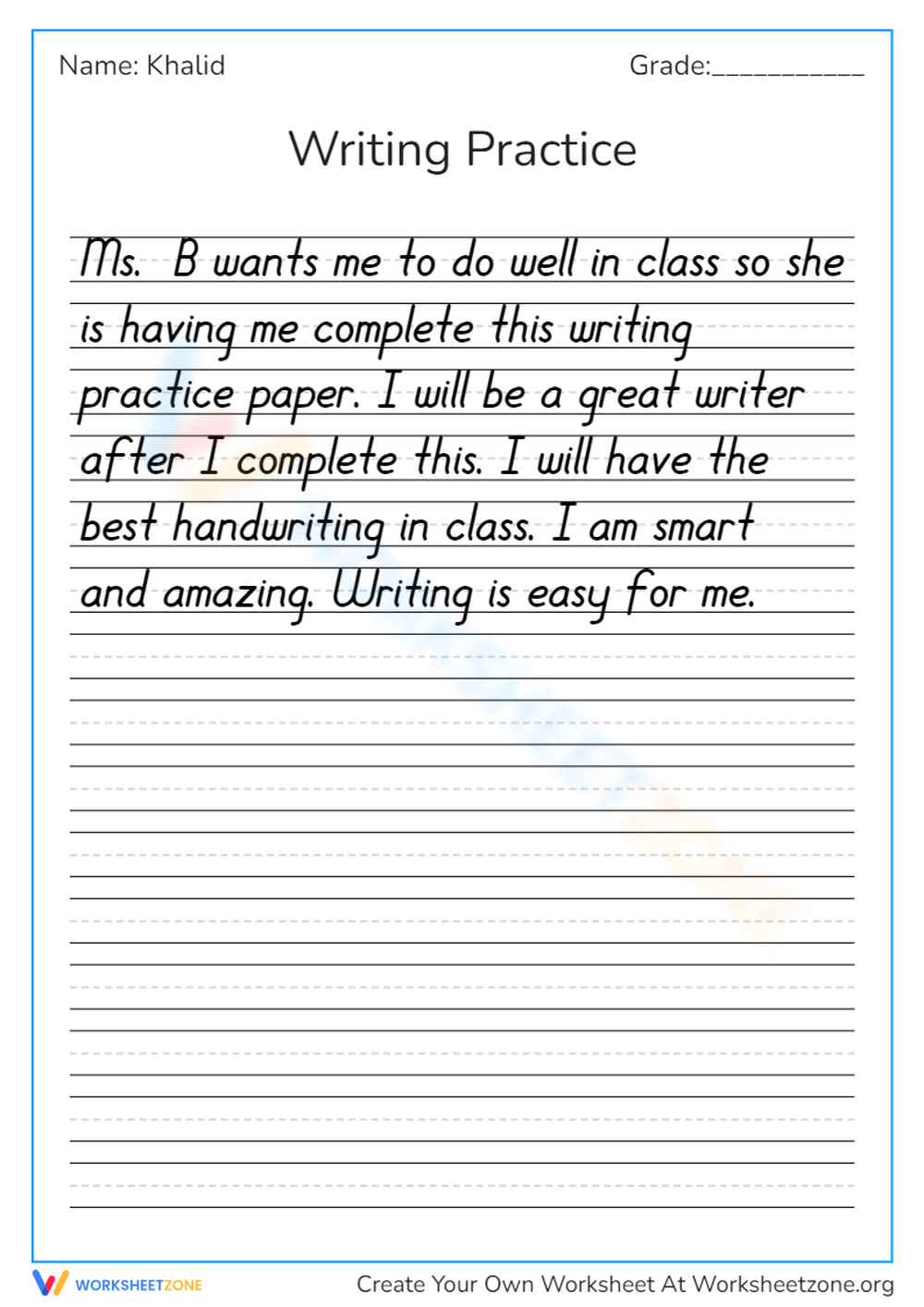 Free Printable Handwriting Paragraph Practice Sheets throughout Free Printable Cursive Writing Paragraphs