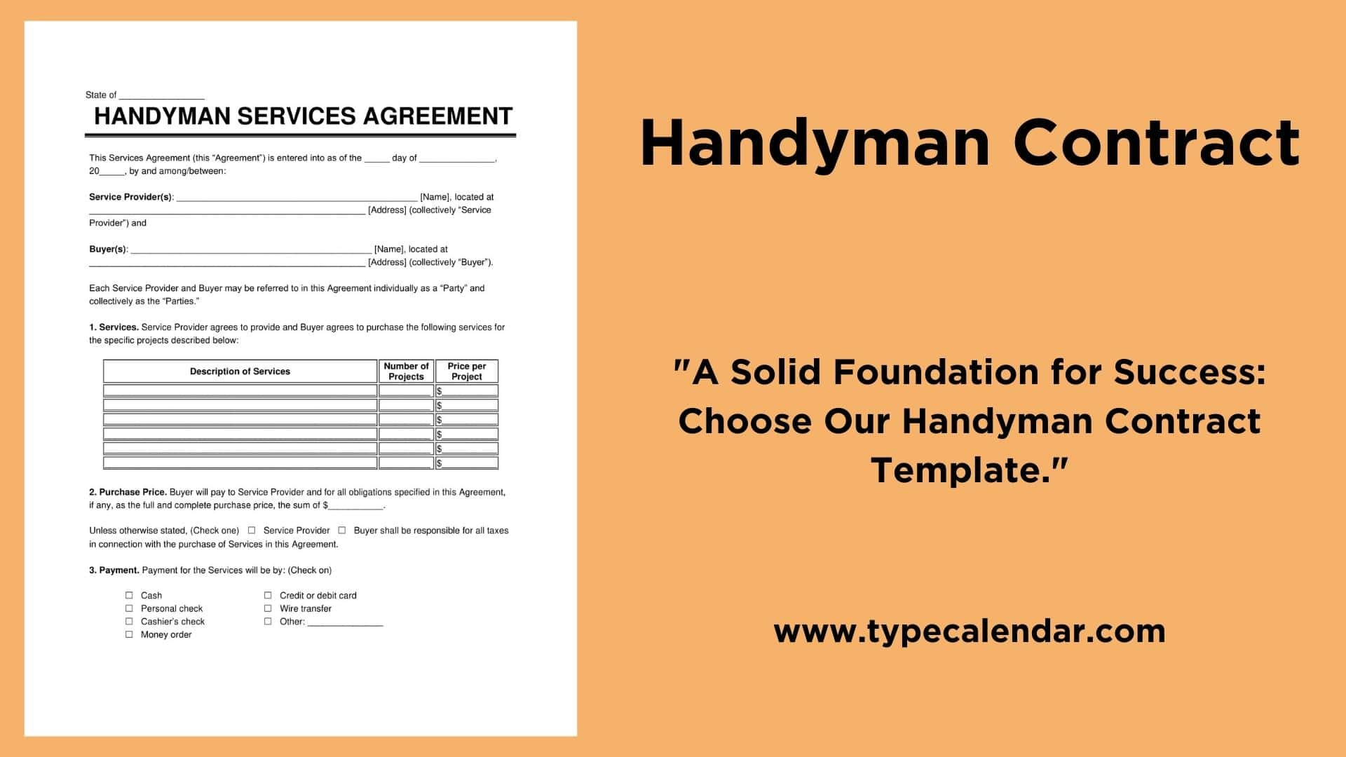 Free Printable Handyman Contract Templates [Pdf, Word] Agreement pertaining to Free Printable Handyman Contracts