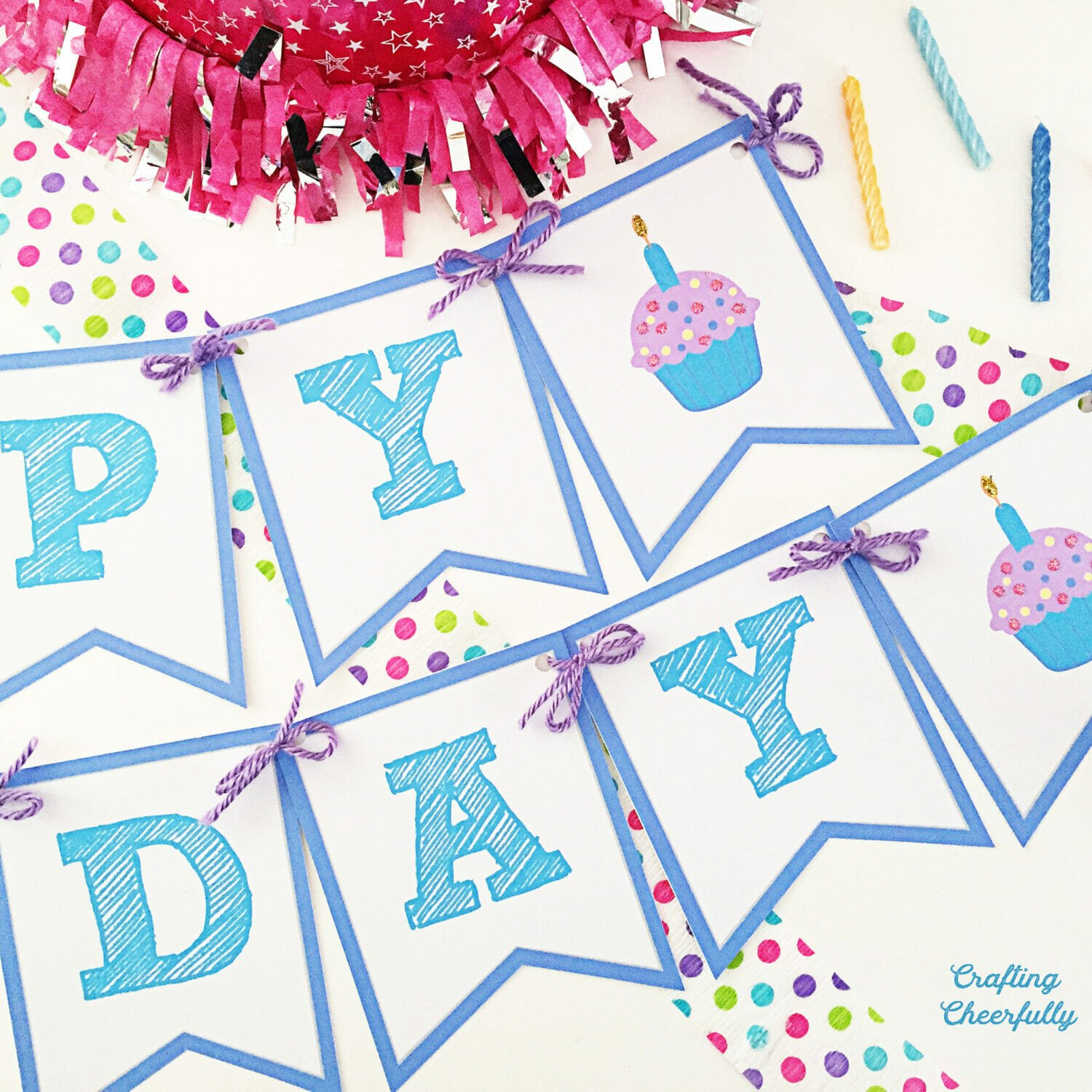 Free Printable Happy Birthday Banner! - Crafting Cheerfully for Free Printable Birthday Banner