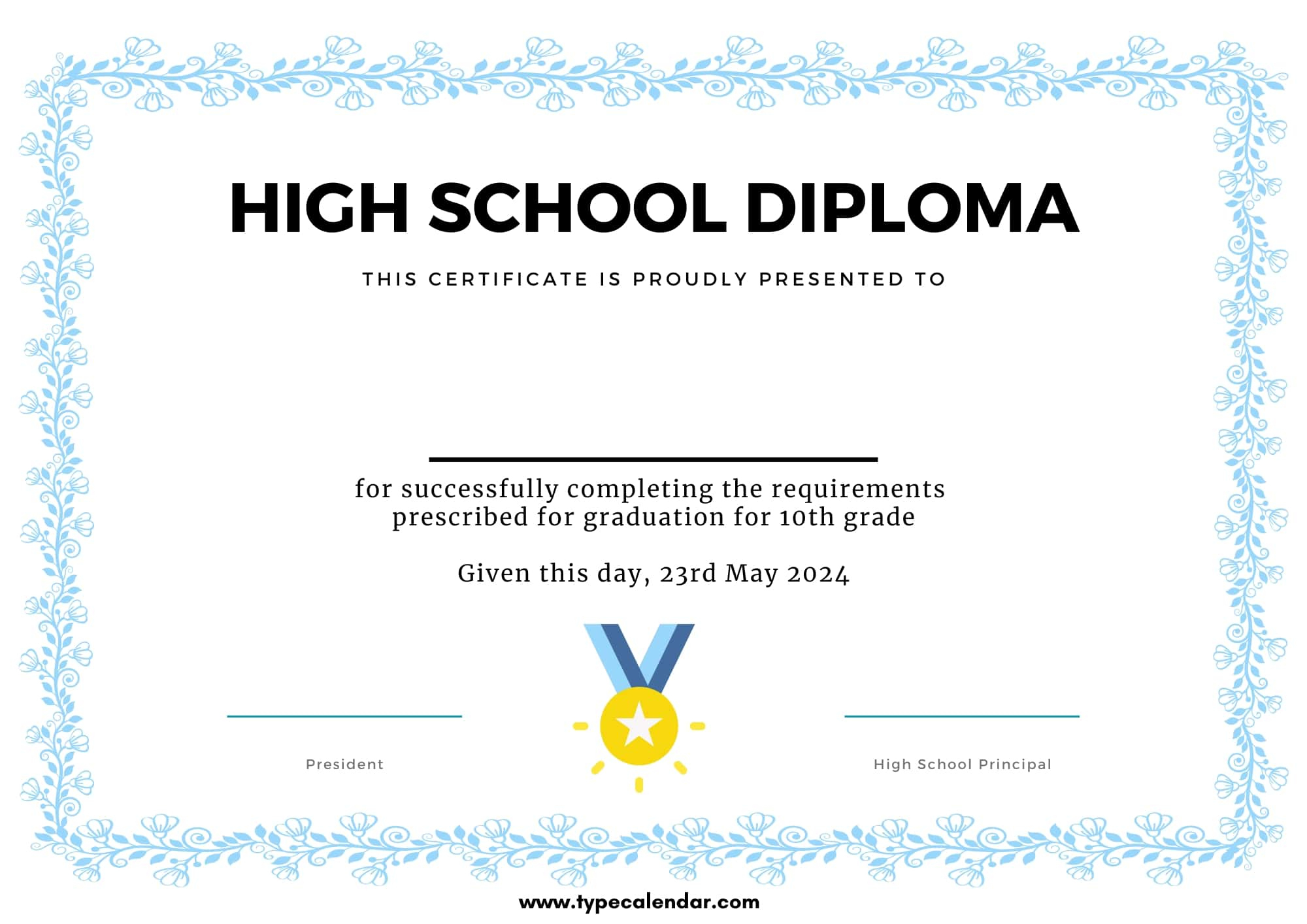 Free Printable High School Diploma Templates [Pdf, Word] With Seal within Free Printable Diploma Template