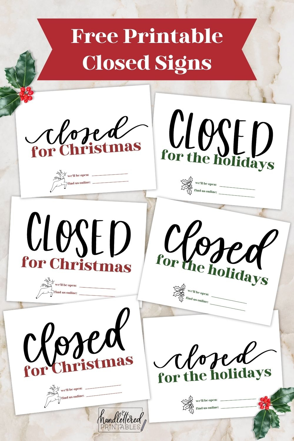 Free Printable Holiday Closed Signs (+ Christmas Version) - Hand inside Free Printable Holiday Closed Signs