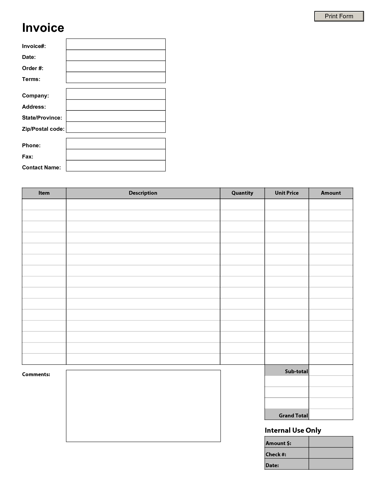 Free Printable Invoices | Printable Invoice, Invoice Sample within Free Printable Blank Invoice