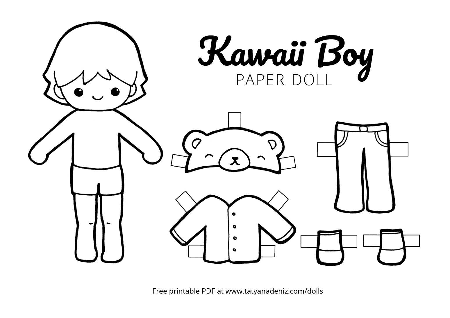 Free Printable Kawaii Paper Dolls Colouring Pages pertaining to Printable Paper Dolls To Color Free