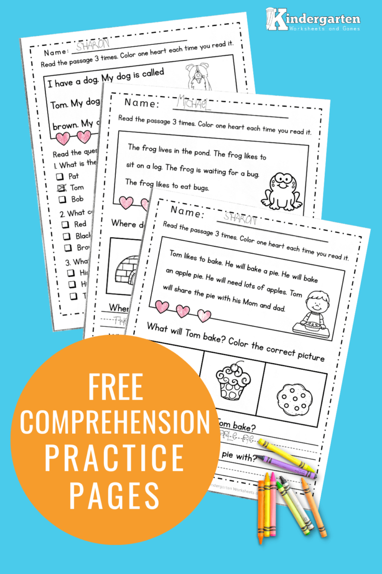 Free Printable Kindergarten Reading Comprehension Worksheets pertaining to Free Printable Kindergarten Reading Books