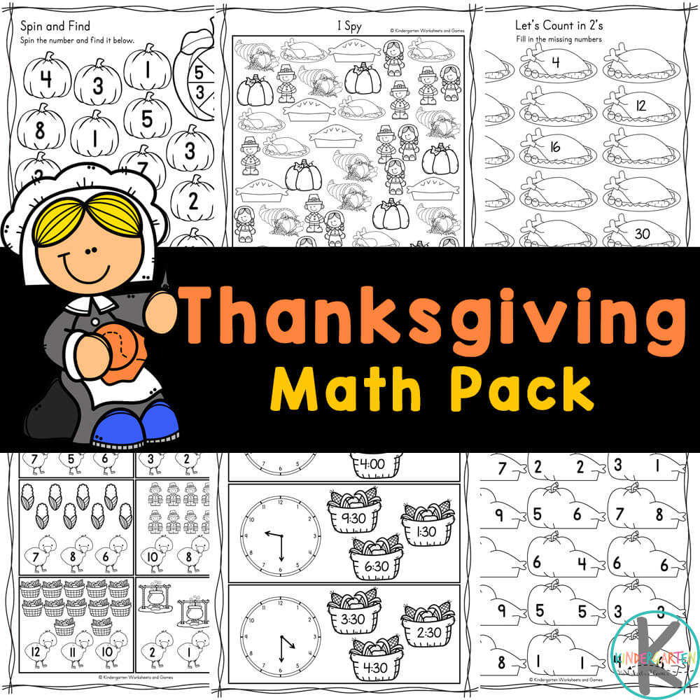 Free Printable Kindergarten Thanksgiving Math Worksheets for Math Worksheets Thanksgiving Free Printable