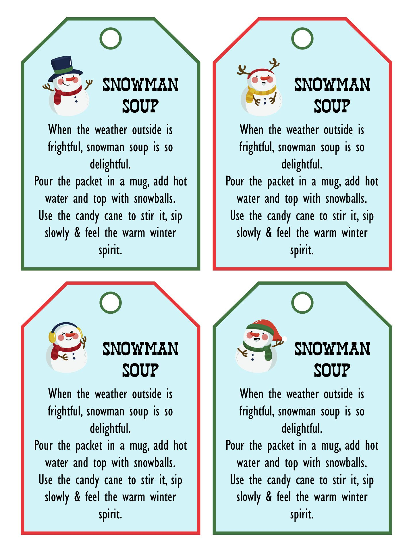 Free Printable Labels Snowman Soup Poem intended for Snowman Soup Free Printable