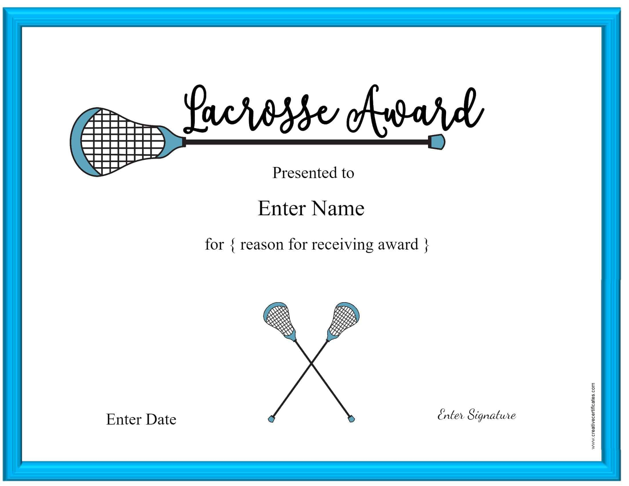 Free Printable Lacrosse Awards And Certificates | Customizable with Free Printable Lacrosse Images