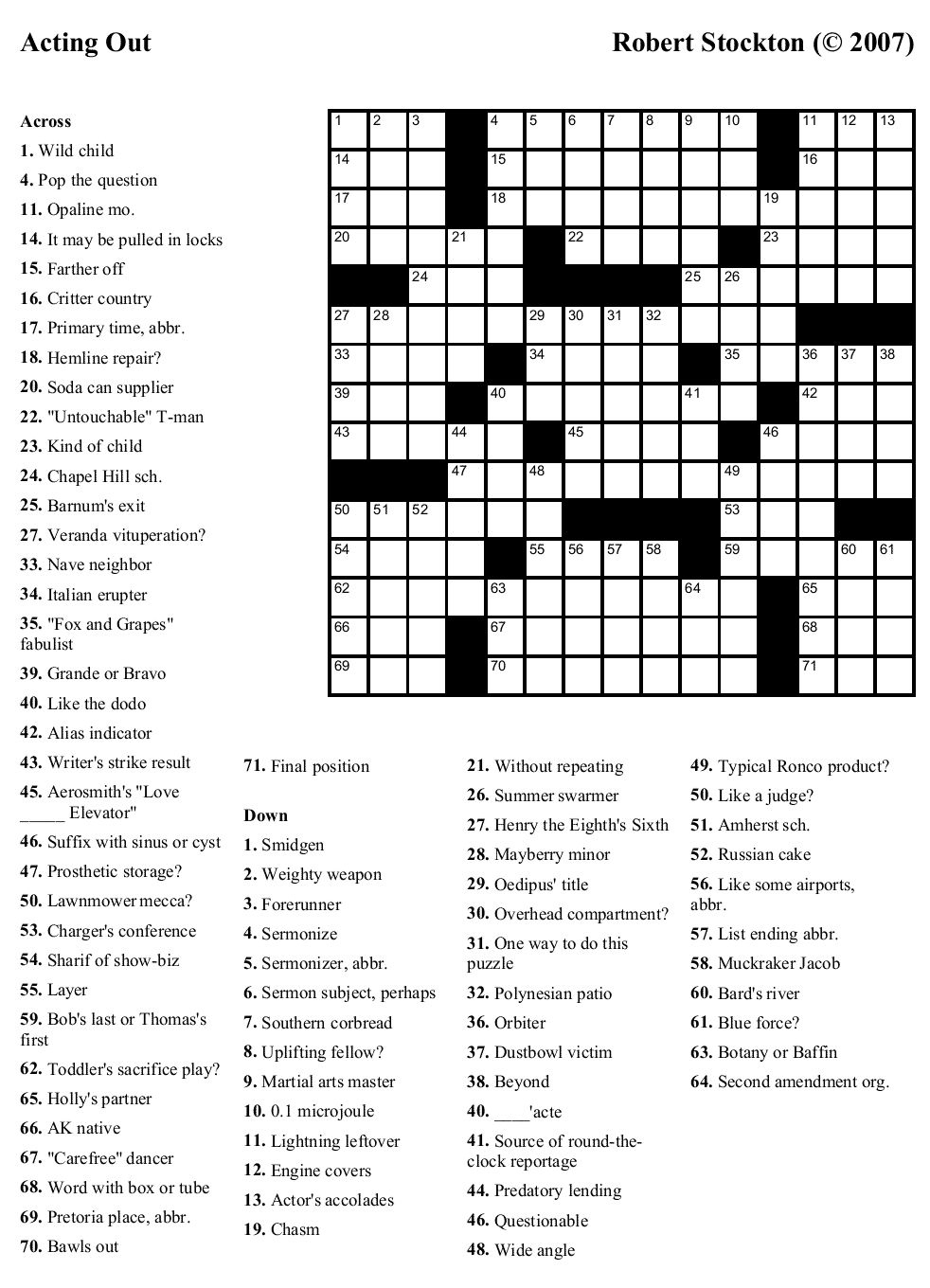 Free Printable Large Print Crossword Puzzles | Printable Crossword intended for Free Printable Large Print Crossword Puzzles